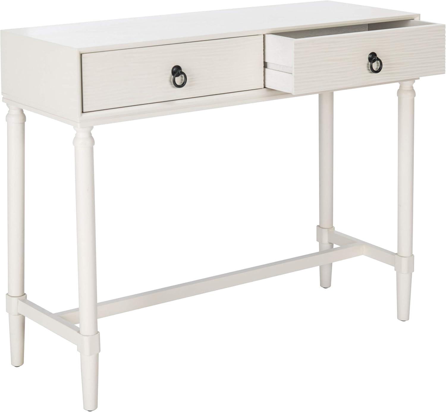 Riviera Elegance White 2-Drawer Carved Console Table with Storage