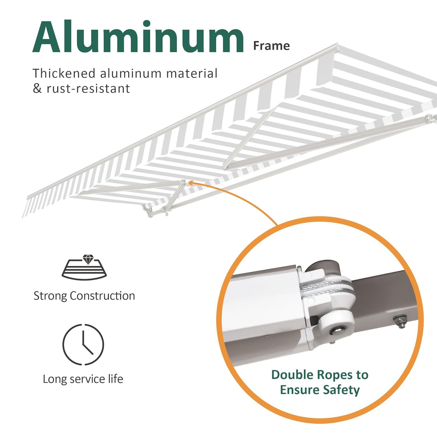 MCombo Manual Retractable Patio Door/Window Awning, Sunshade Shelter Outdoor Canopy