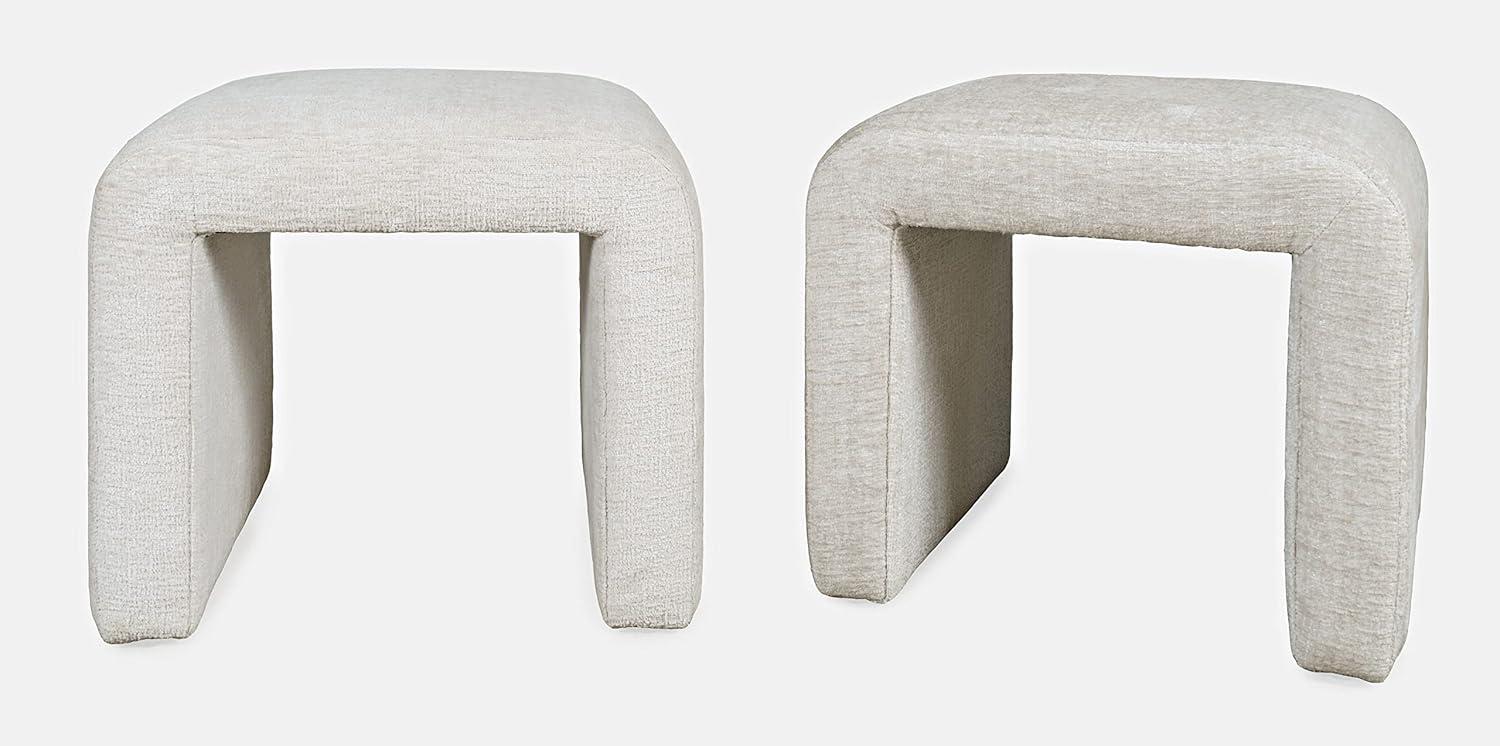 Jofran Sophia Modern Luxury Curved Upholstered Jacquard Petite Ottoman Bench - Set of 2