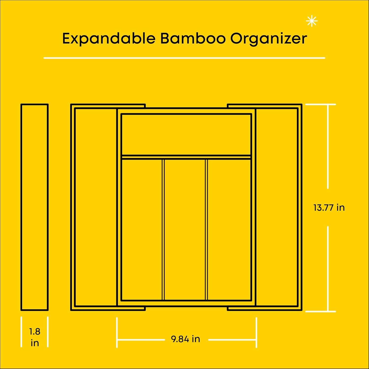 Adjustable Natural Bamboo Expandable Flatware Organizer