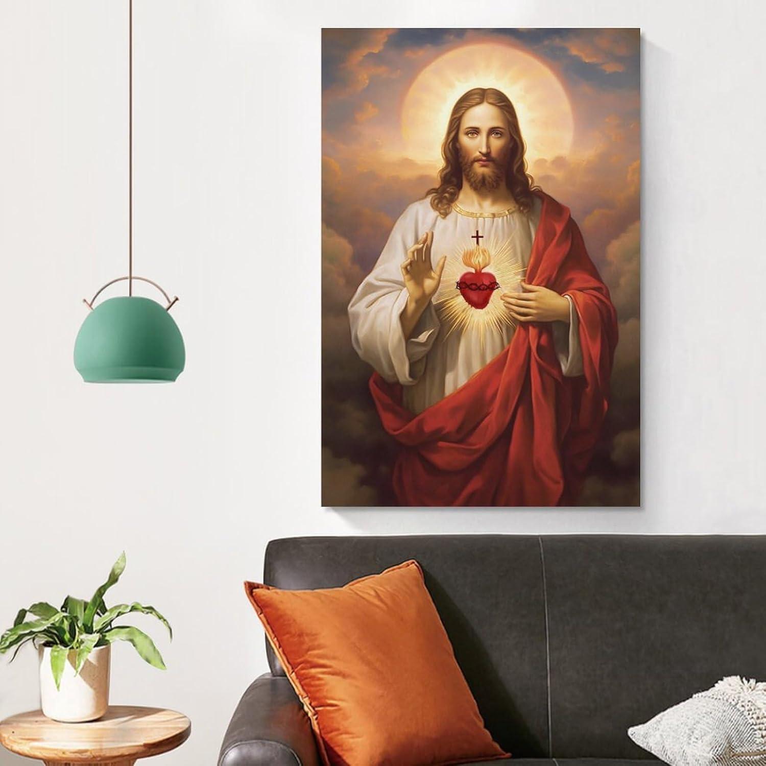 Sacred Heart of Jesus Religious Canvas Wall Art