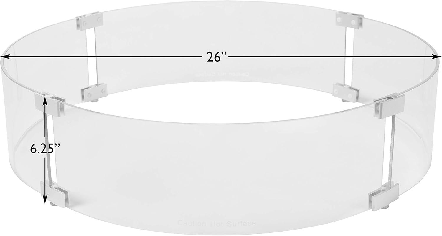 Round Clear Tempered Glass Fire Pit Wind Guard