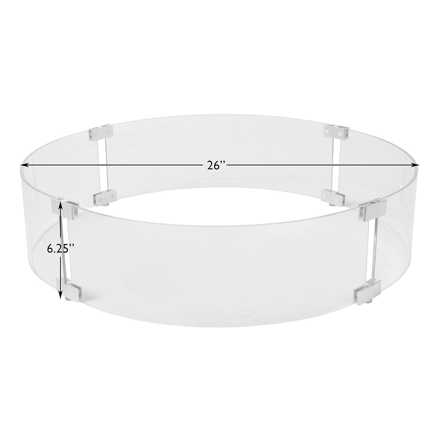 Fire Sense Fire Sense Wind Guard Clear Glass Tempered Glass for Propane, Gas, Fire Pits and Patio Heaters-Round-26 Inches