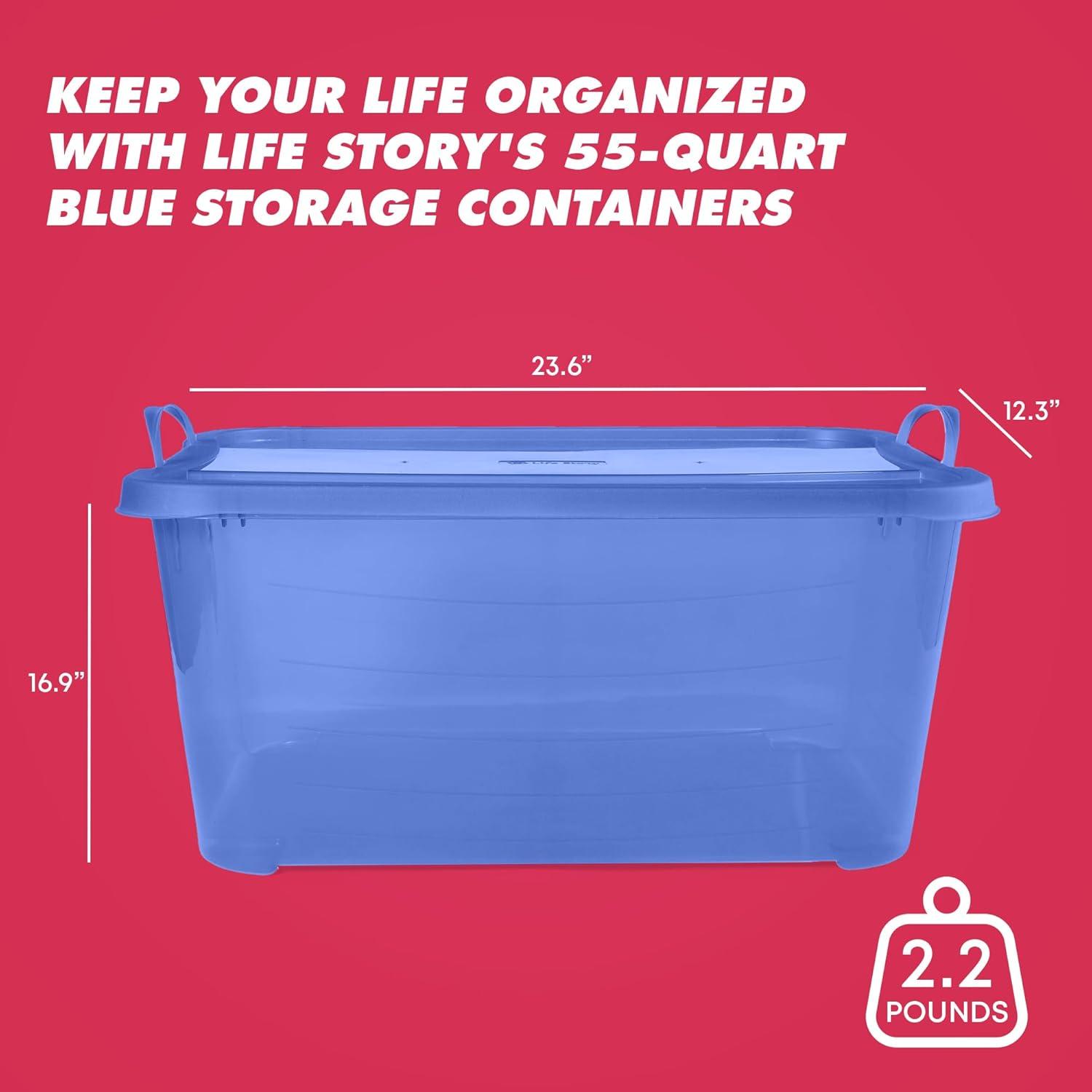 Life Story 55 Quart Stackable Home Organization Lidded Storage Container (Set of 6)