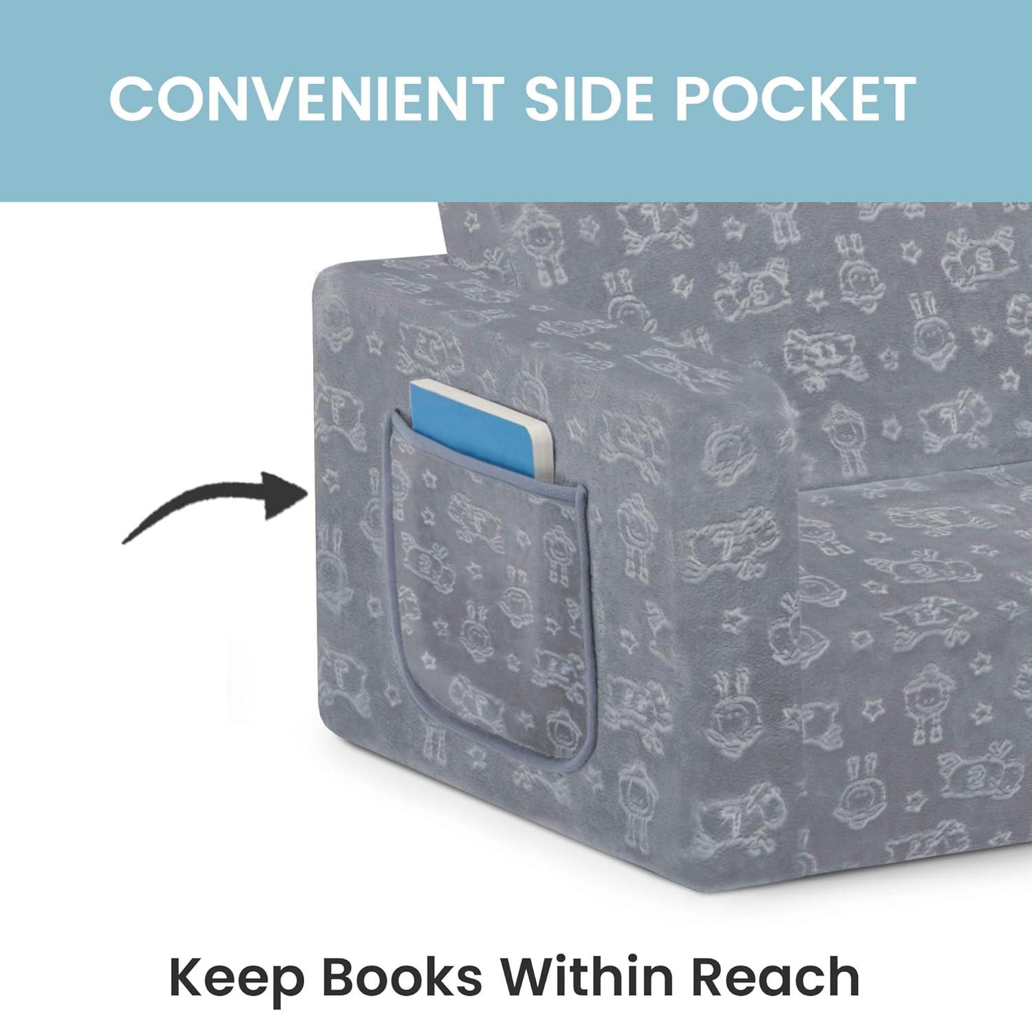 Serta Perfect Sleeper Extra Wide Comfy 2-in-1 Convertible Sofa to Lounger - Gray
