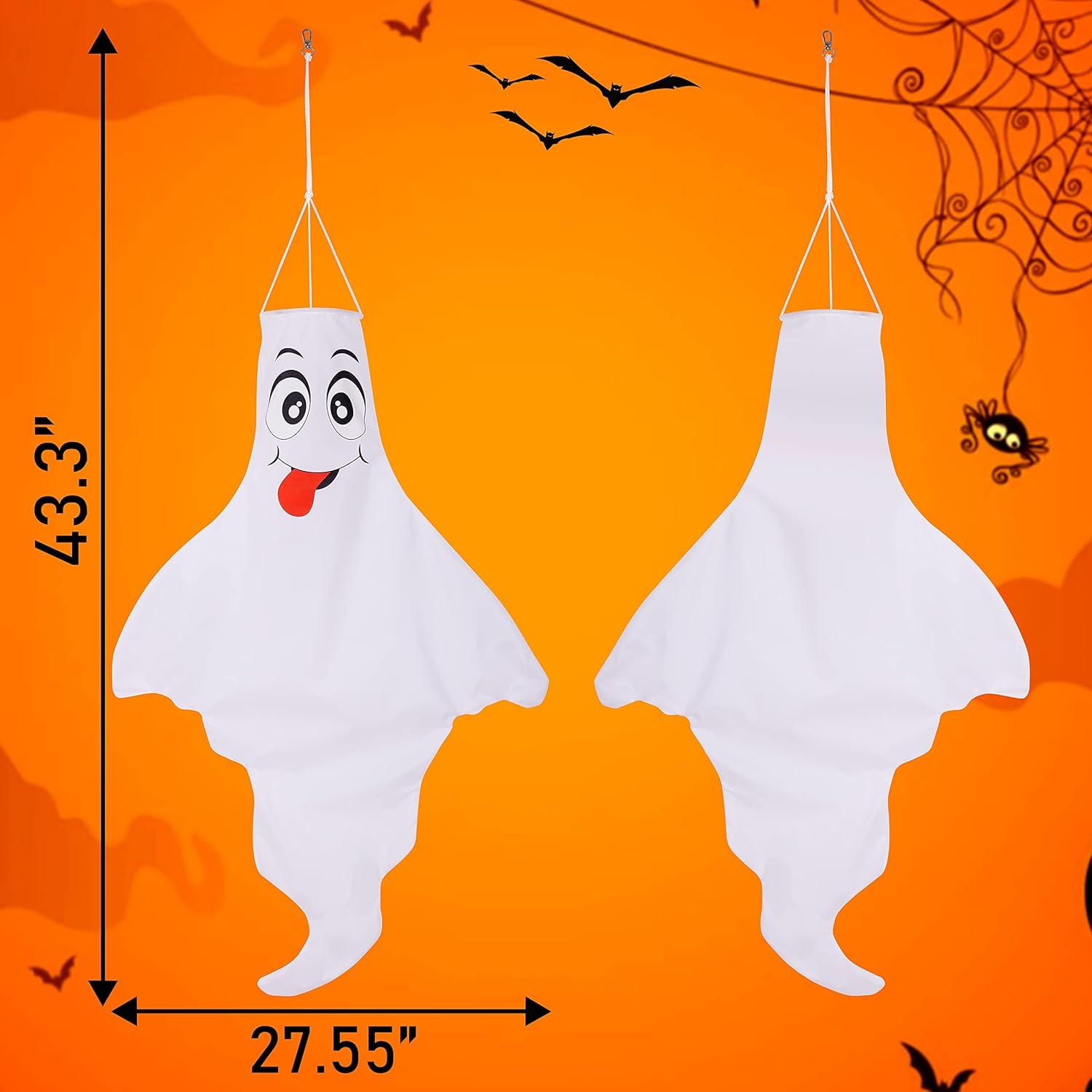 Set of 3 LED Hanging Ghost Windsocks for Halloween