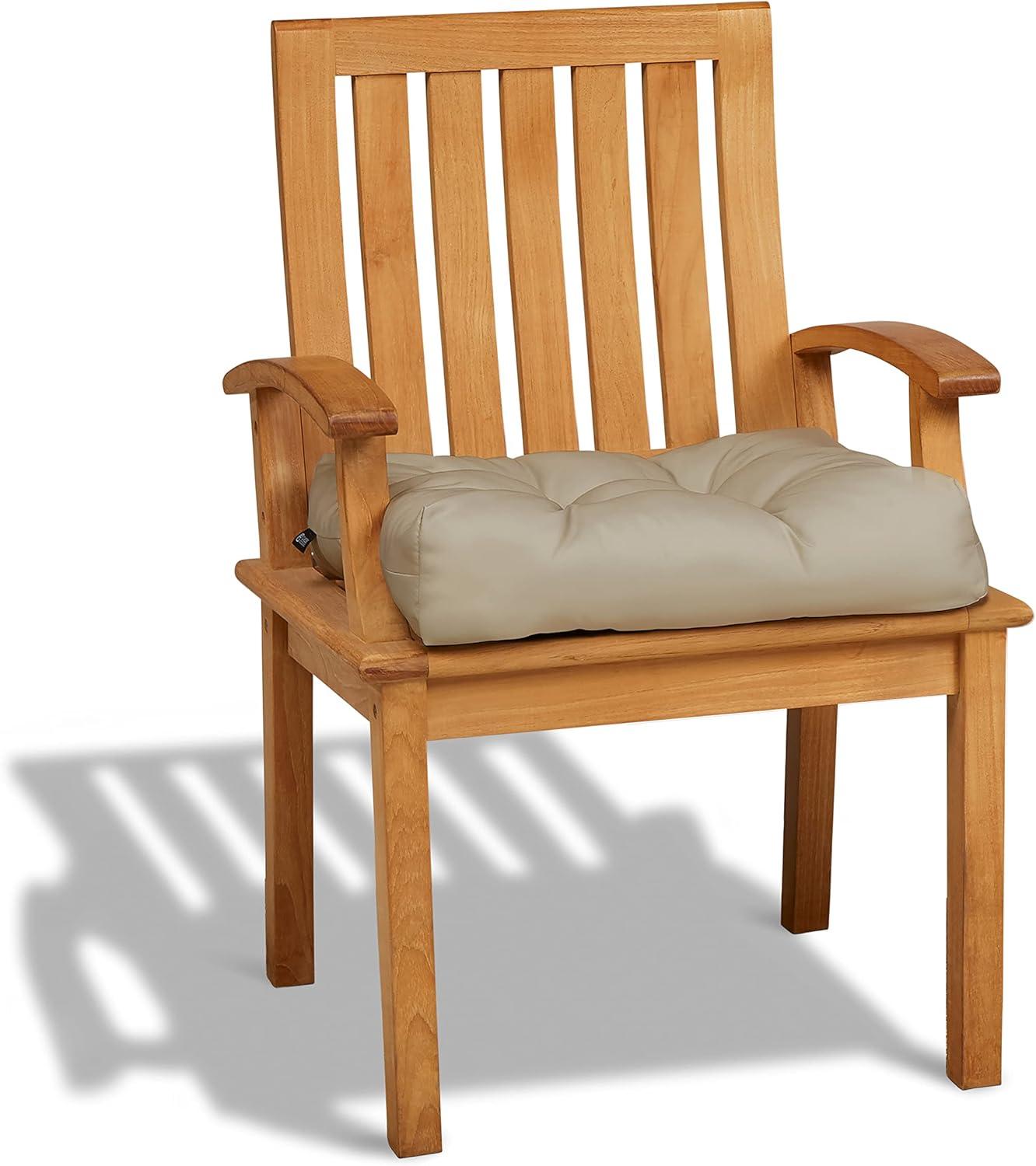 19"x19" 2pc Outdoor Seat Cushion Set Khaki - Classic Accessories: Water-Resistant, Tufted, Hand Washable