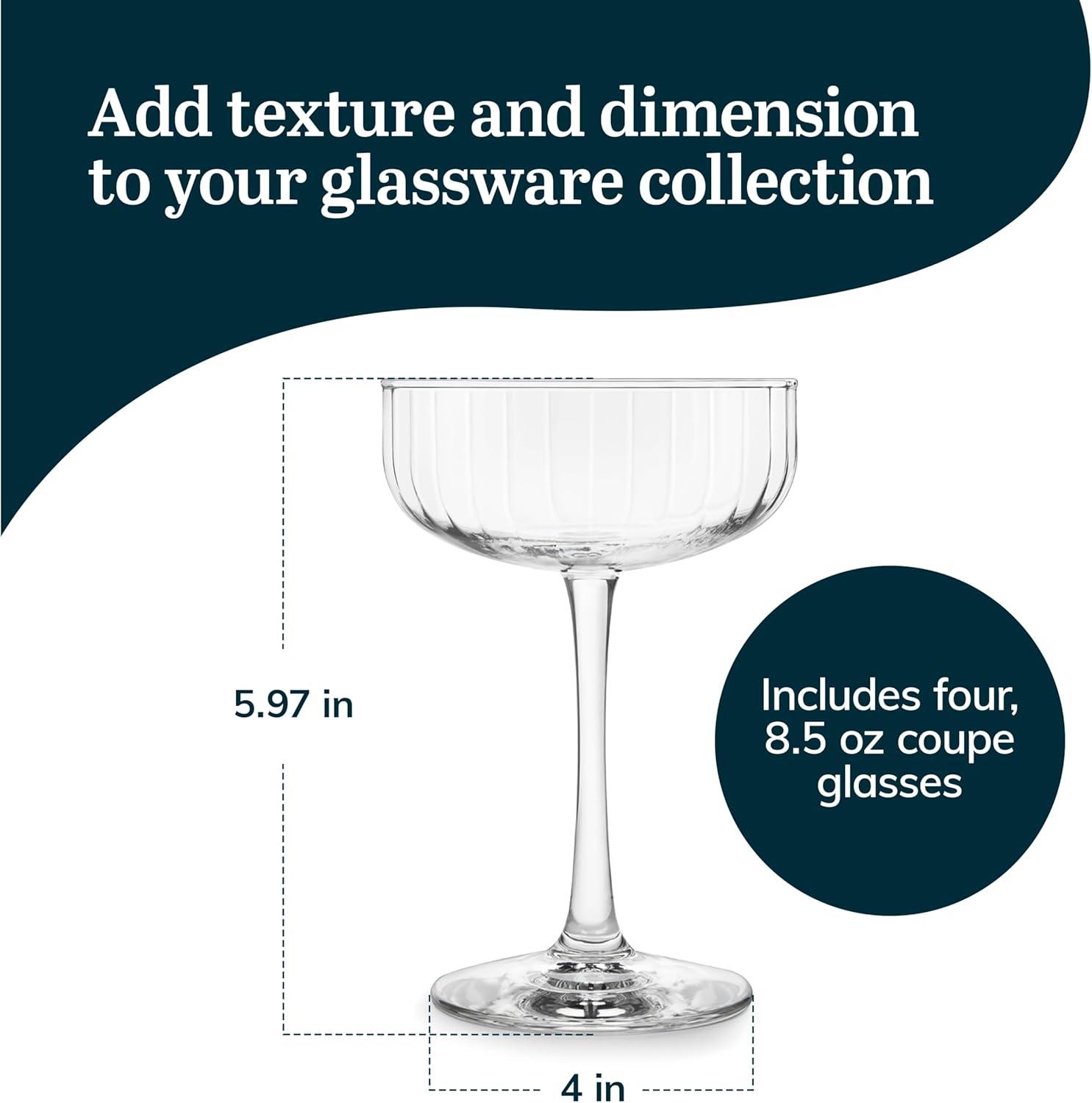 Paneled Coupe Cocktail Glasses