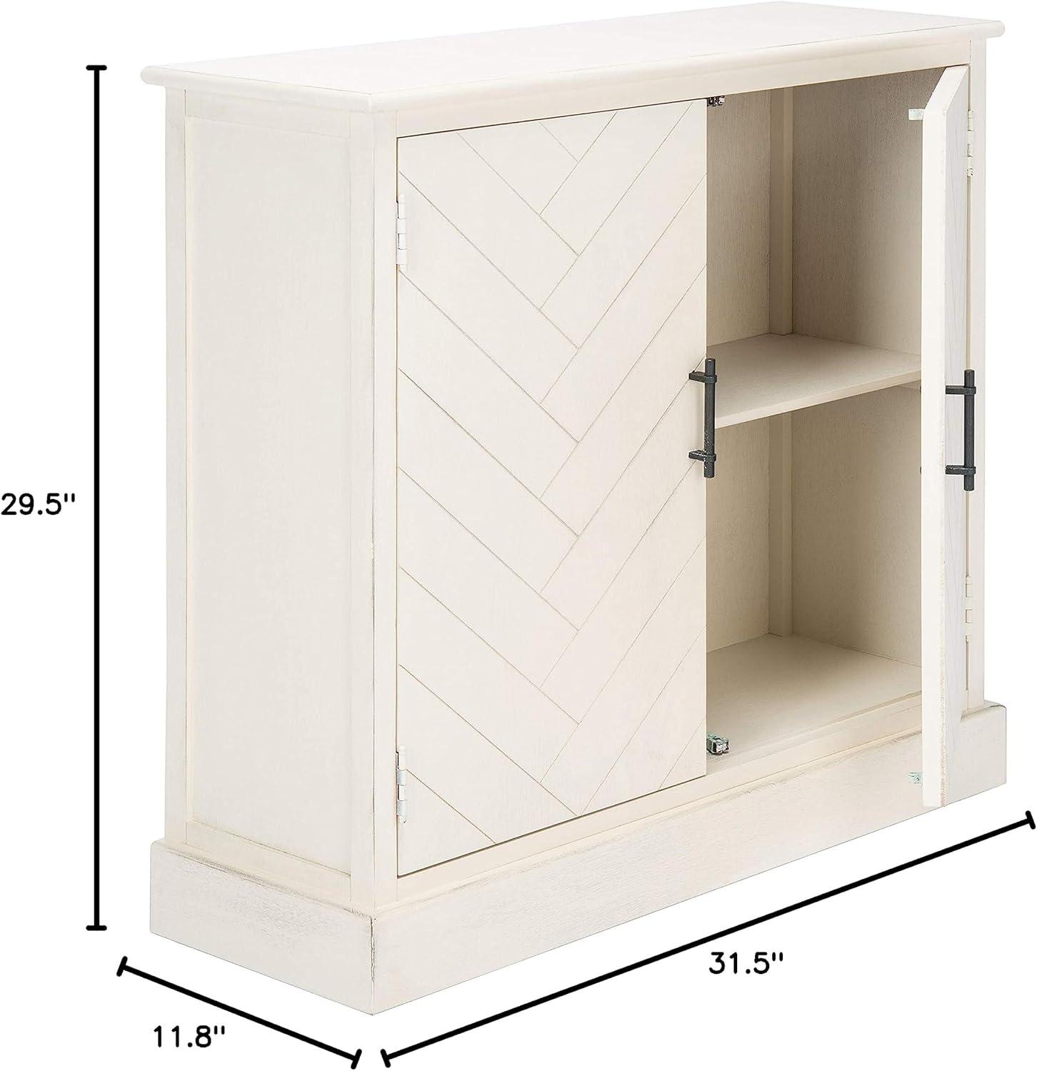 SAFAVIEH Peyton 2 Door Contemporary White Storage Wood Rectangle Cabinet (31.5 in. W x 13.4 in. D x 26 in. H)