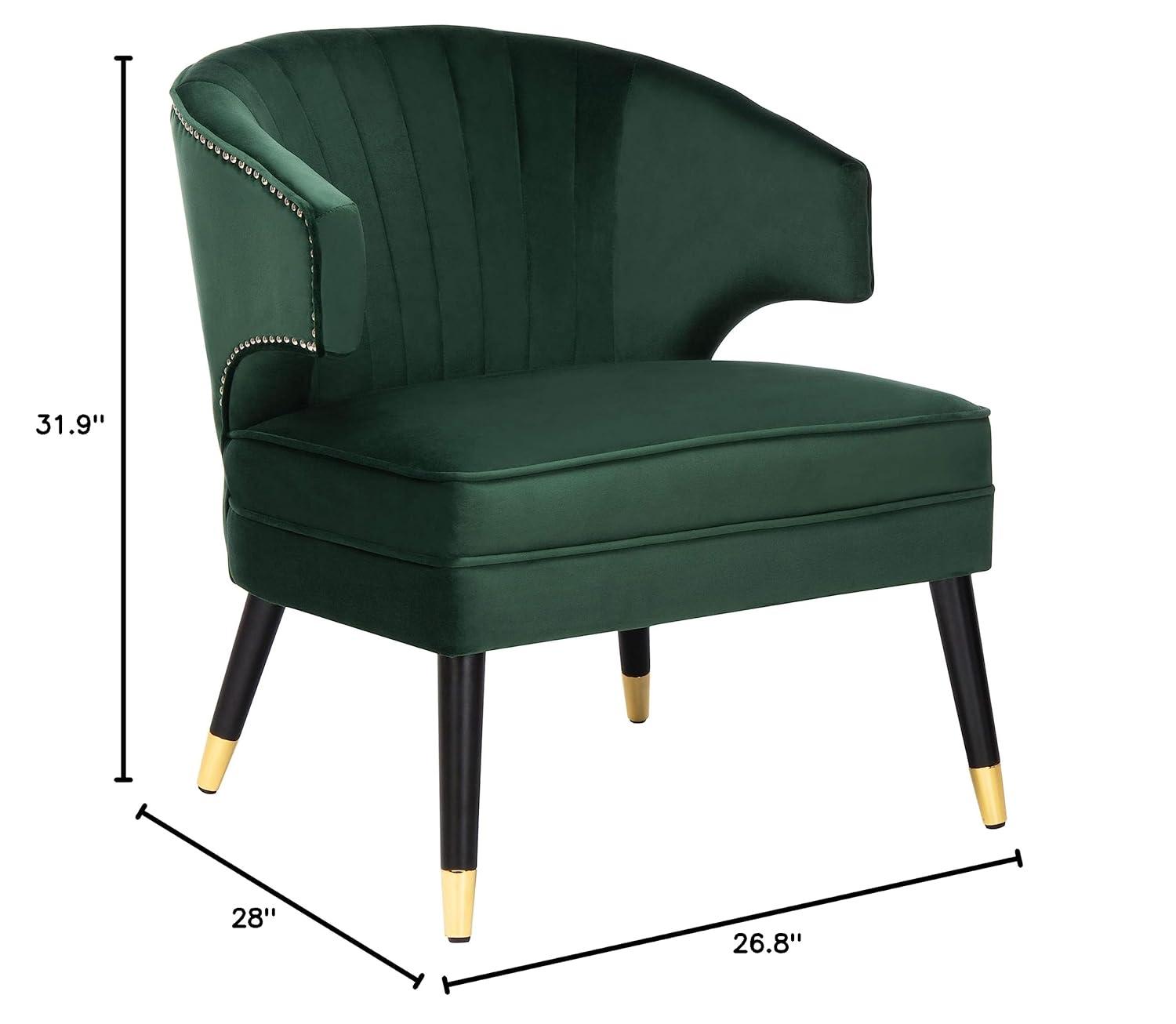 Stazia Wingback Accent Chair - ACH4502 - Forest Green/Black - Safavieh