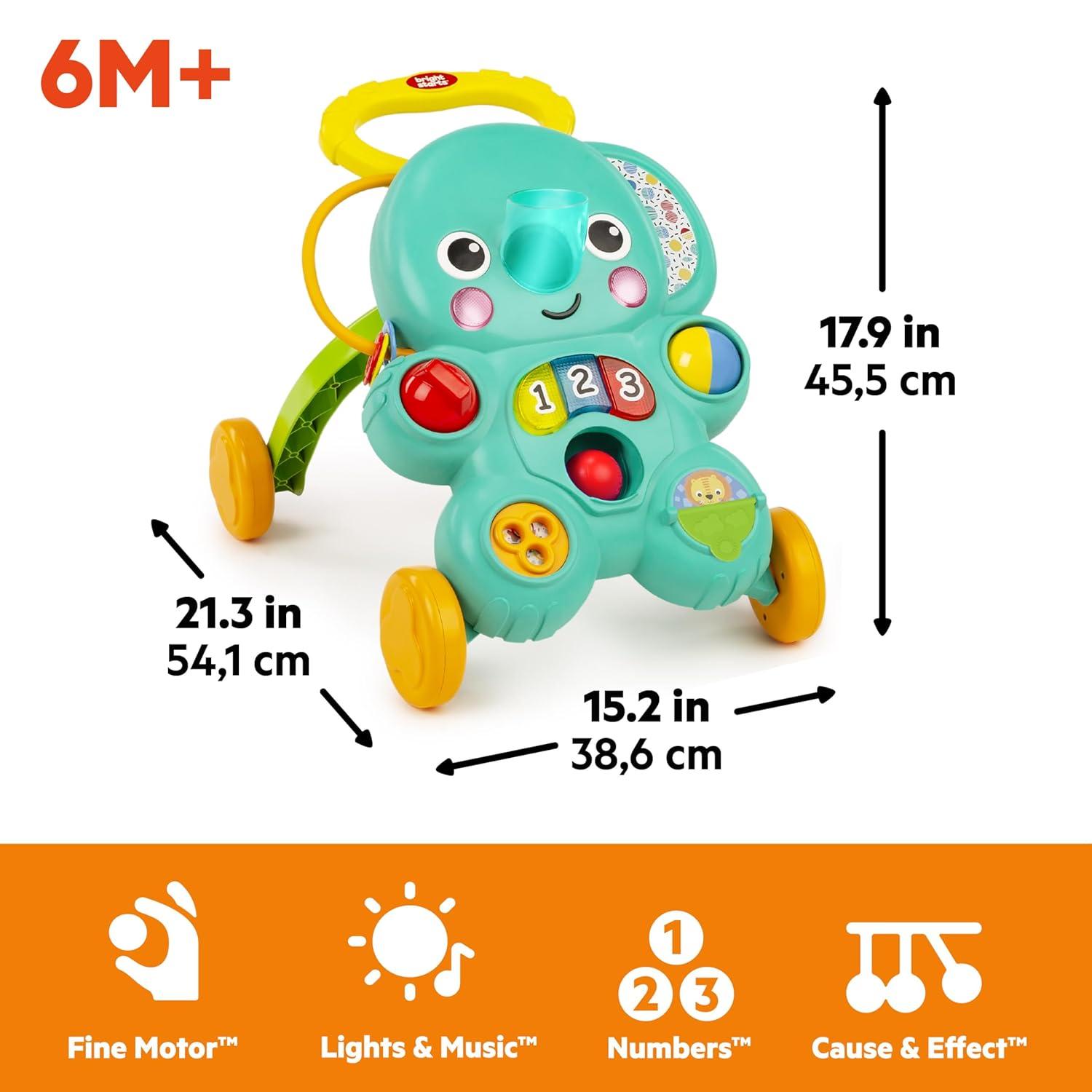 Bright Starts Stroll 'n Roll 2-in-1 Ball Play Baby Walker Elephant