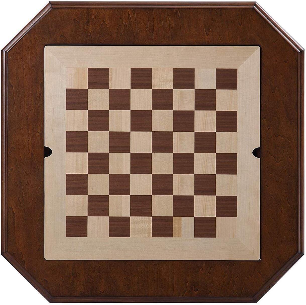 Traditional Cherry Brown Square Wooden Game Table with Reversible Tray