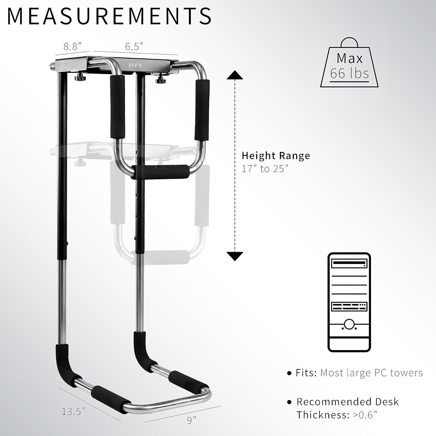 VIVO Heavy Duty Adjustable Under-Desk PC Mount with Padding