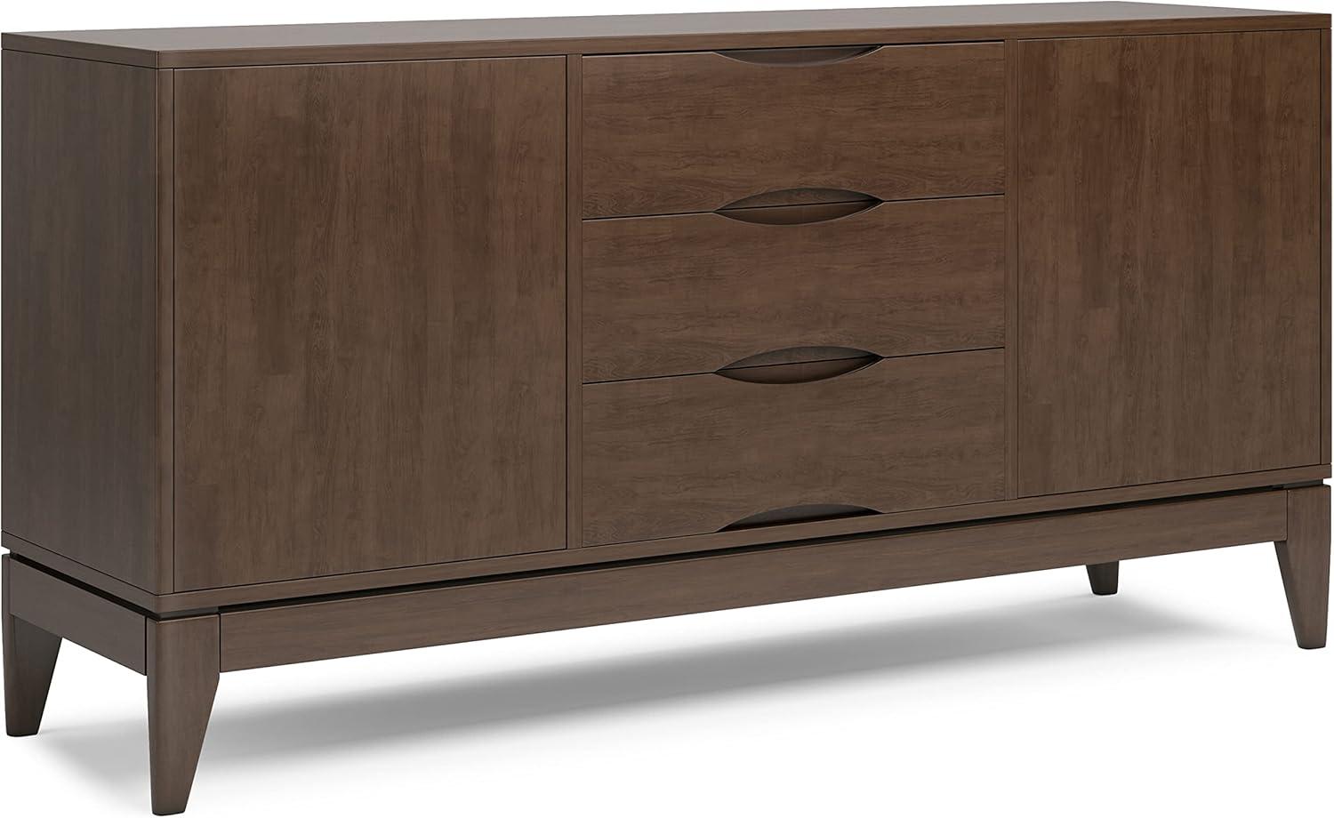 Harper SOLID HARDWOOD 60" Wide Design Sideboard Buffet in Walnut Brown