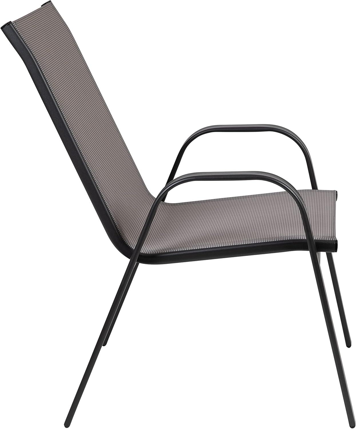 Flash Furniture 4 Pack Brazos Series Gray Outdoor Stack Chair with Flex Comfort Material and Metal Frame