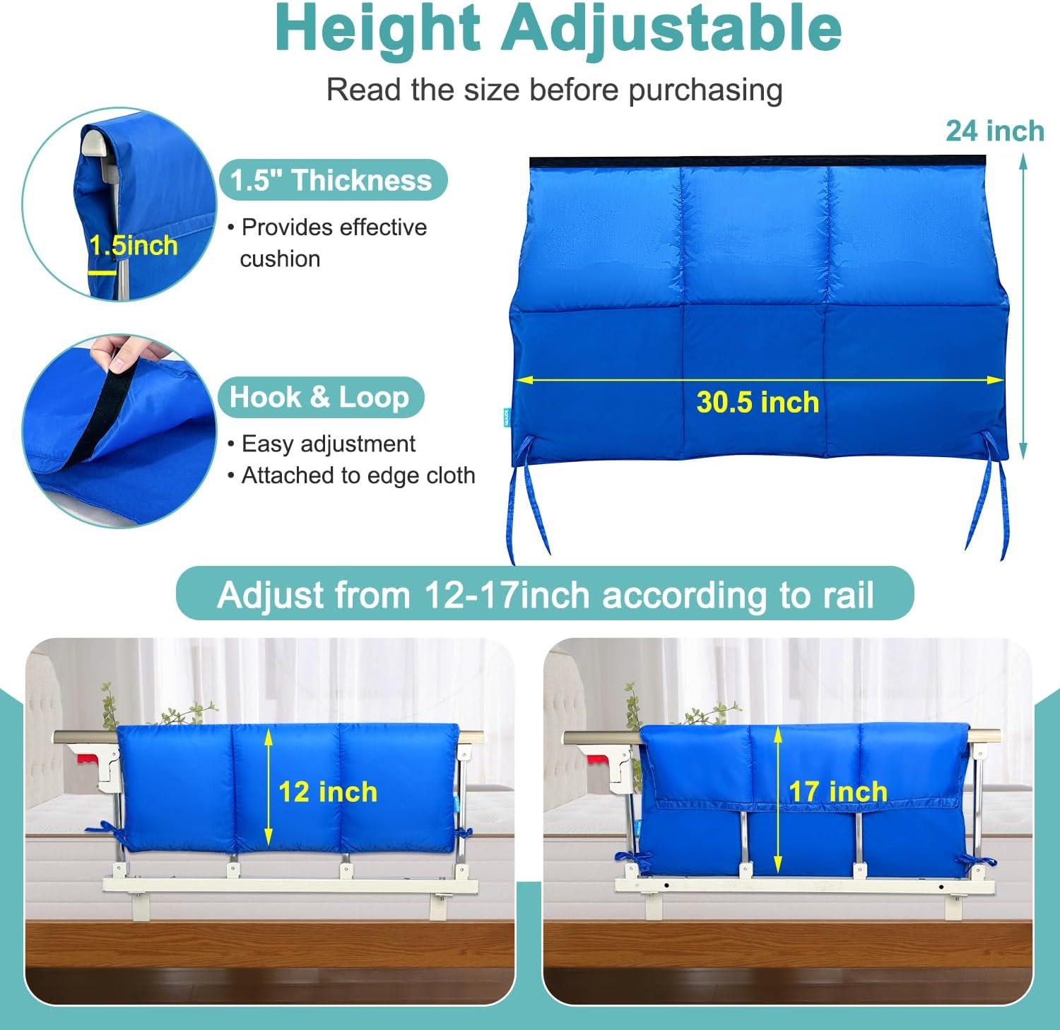 Bed Rail Covers for Hospital Bed Elderly Adults Bumper Seniors Guard Rail Bumpers Pads Bed Protector Side Padded Cover Bed Rail Padding Rails Not Included, Padded Cover Only (32x12inch, 2 PCS)