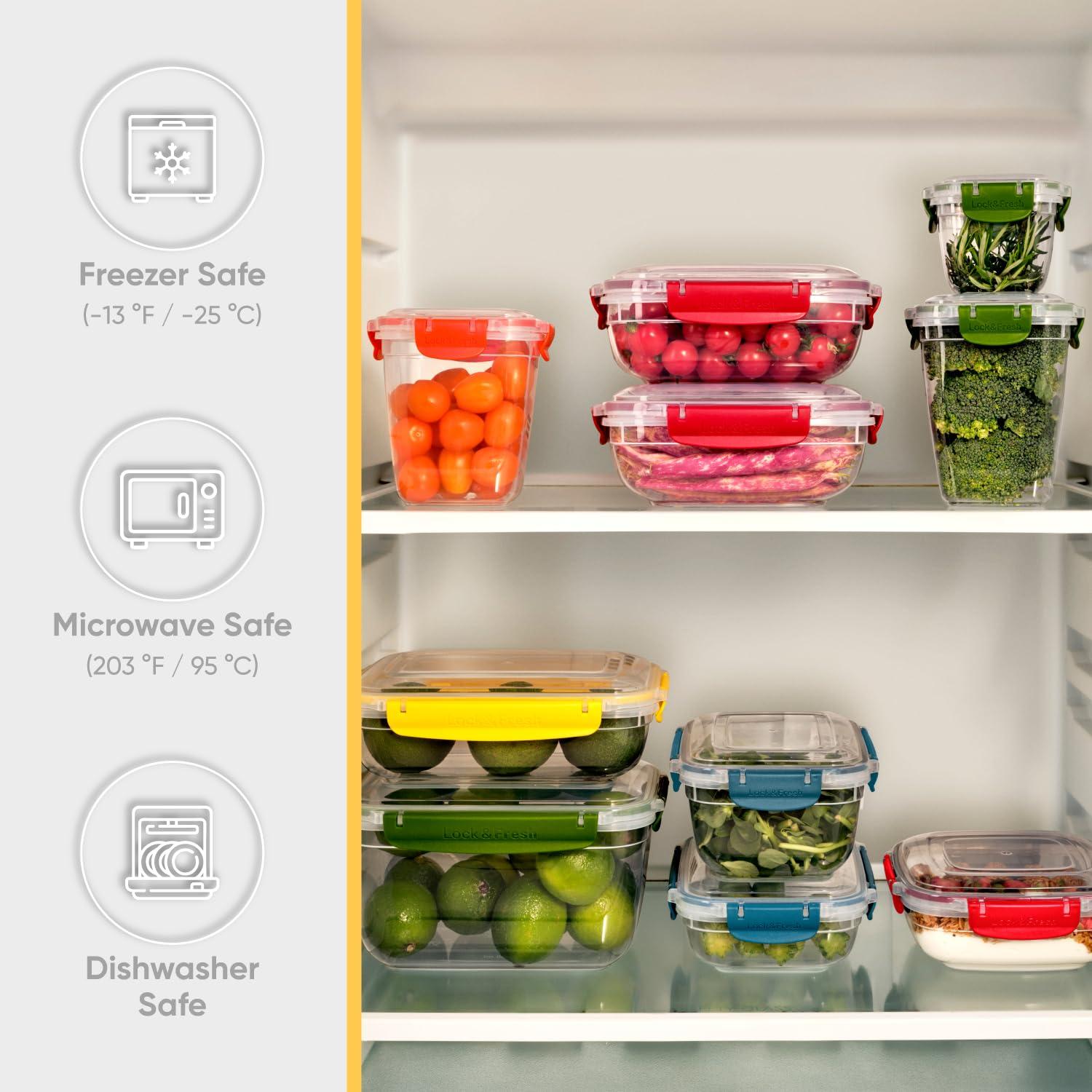 Superio Lock and Fresh Airtight Food Storage Containers with Lids for Kitchen Pantry Organization and Storage, Lunch, and Meal Prep Plastic Containers, 80 oz. Rectangular Sealed Container, Yellow