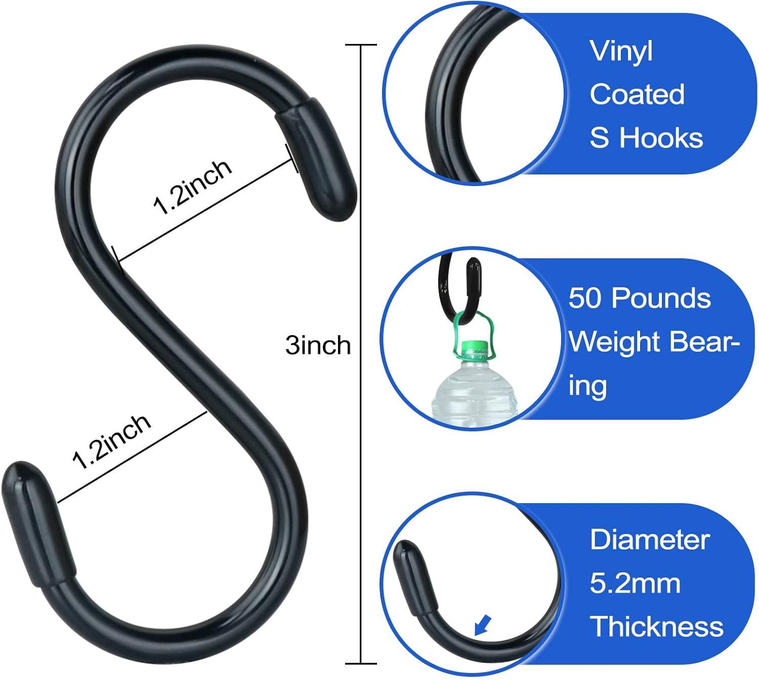 30 Pack Heavy Duty S Hooks Black S Shaped Hooks Hanging Hangers Pan Pot Holder Rack Hooks for Kitchenware Spoons Pans Pots Utensils Clothes Bags Towels Plants