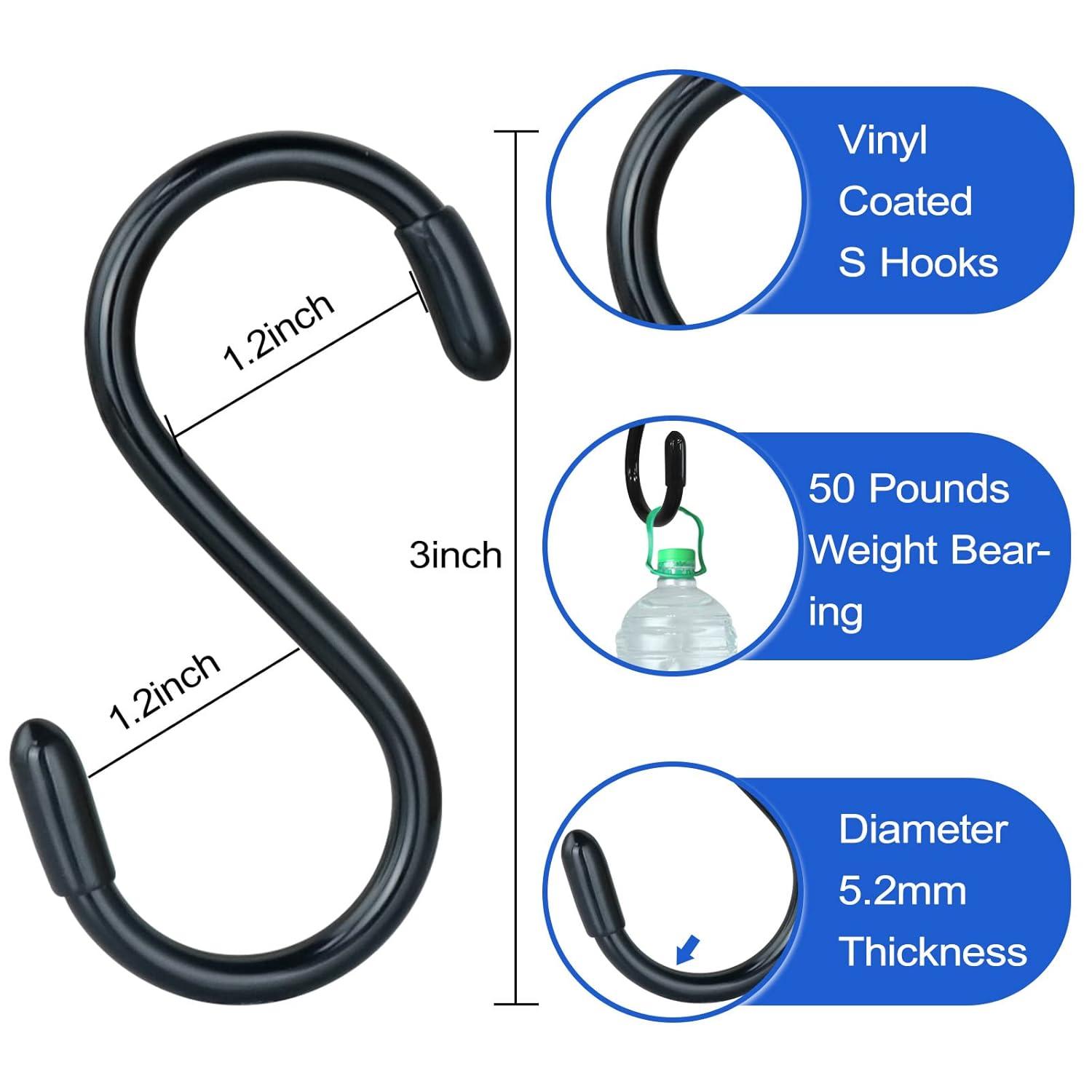 30 Pack Heavy Duty S Hooks Black S Shaped Hooks Hanging Hangers Pan Pot Holder Rack Hooks for Kitchenware Spoons Pans Pots Utensils Clothes Bags Towels Plants