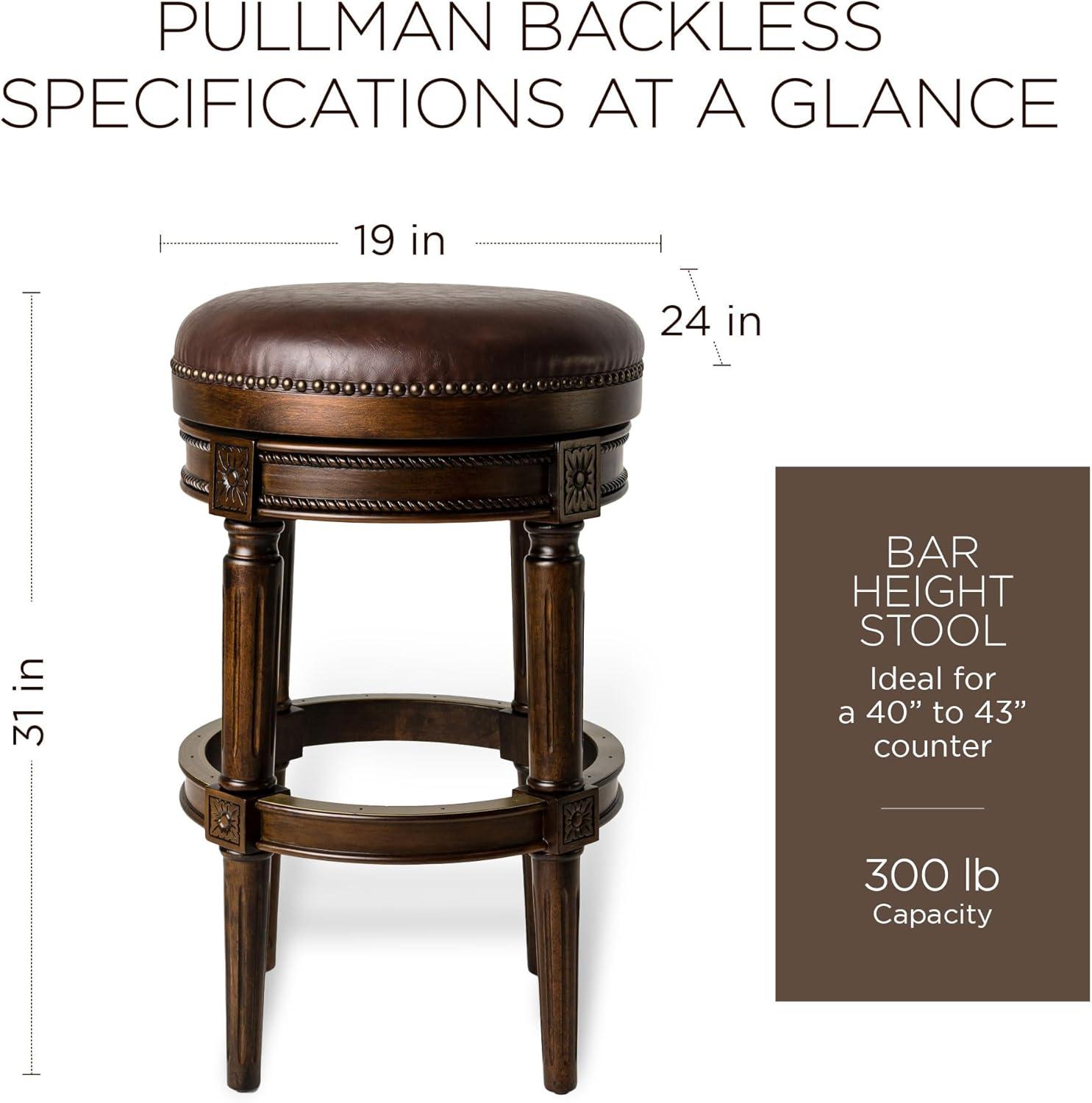 Maven Lane Pullman Backless Bar Stool with Vegan Leather Upholstery