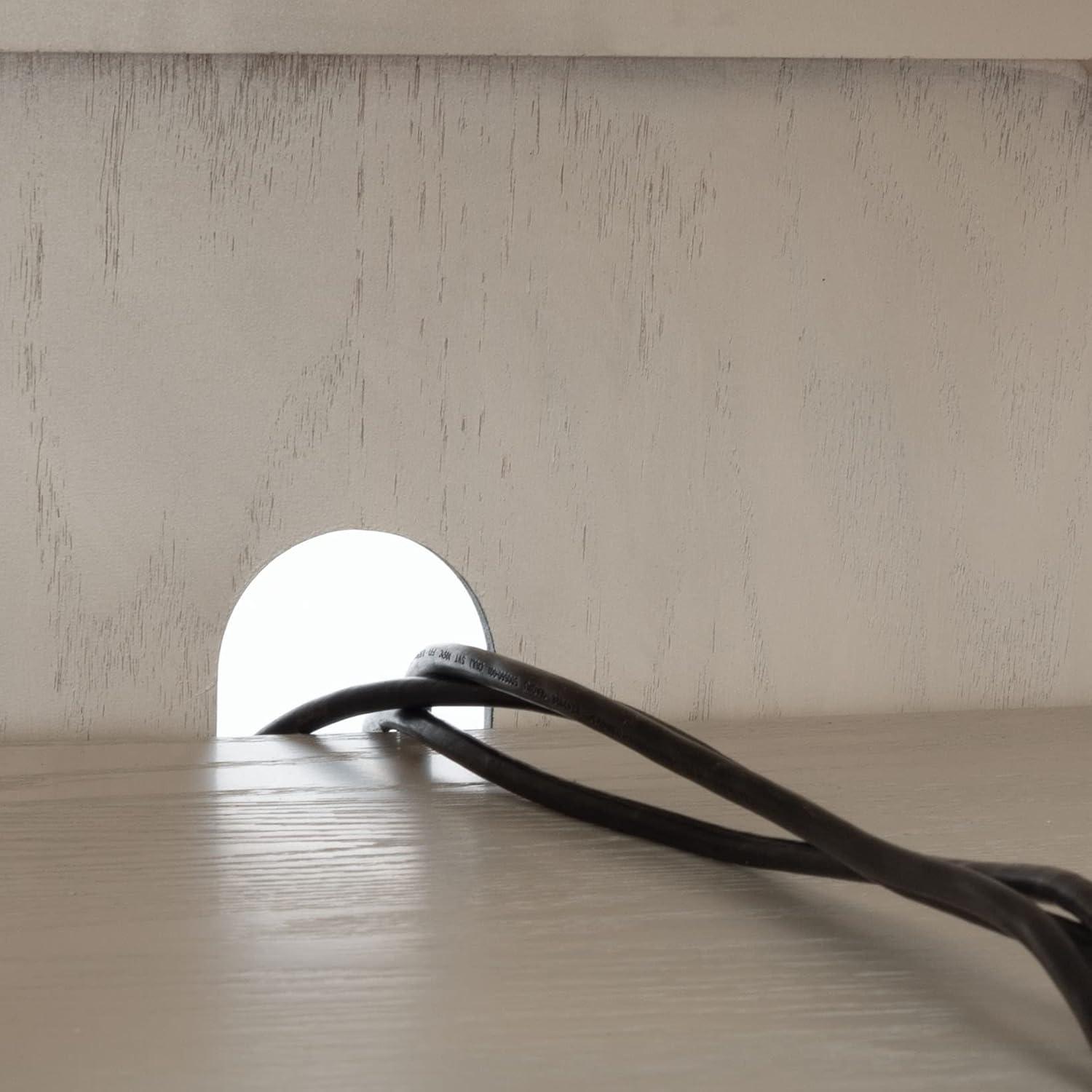 Elissa White Washed Mid-Century Media Stand with Bronze Hardware