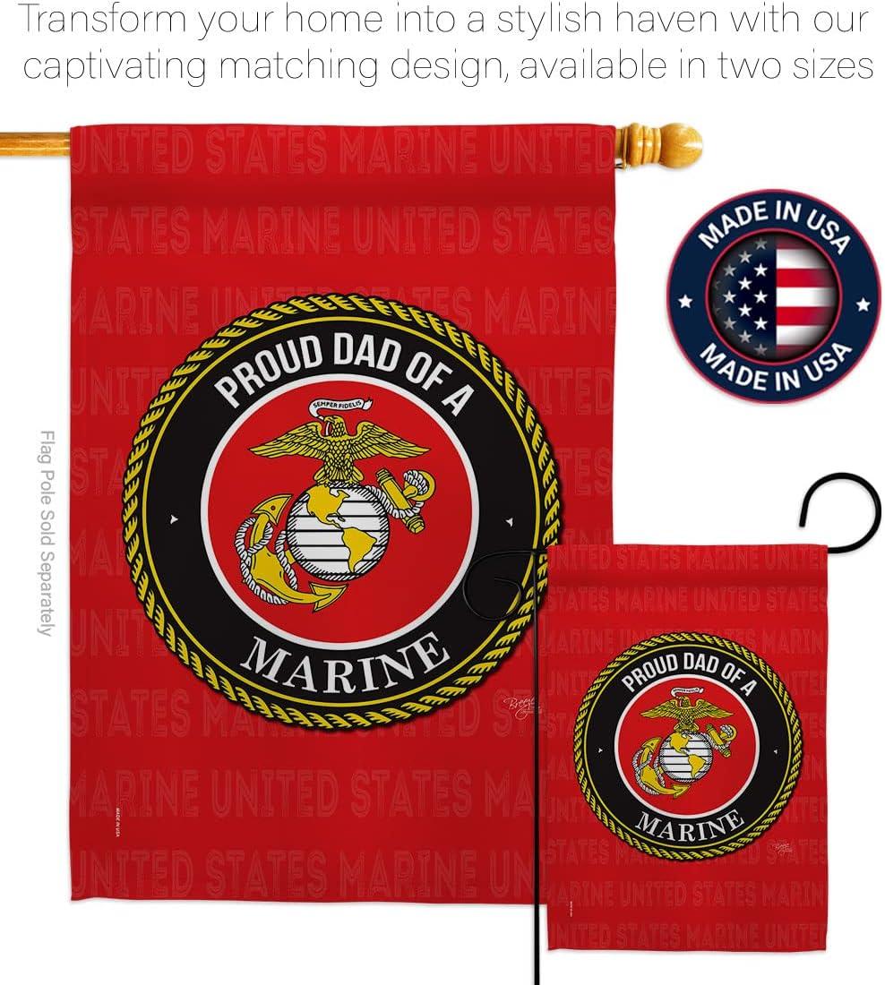 Breeze Decor G158518-BO Proud Dad Marines Garden Flag Armed Forces Marine Corps 13 x 18.5 in. Double-Sided Decorative Vertical Flags for House Decoration Banner Yard Gift