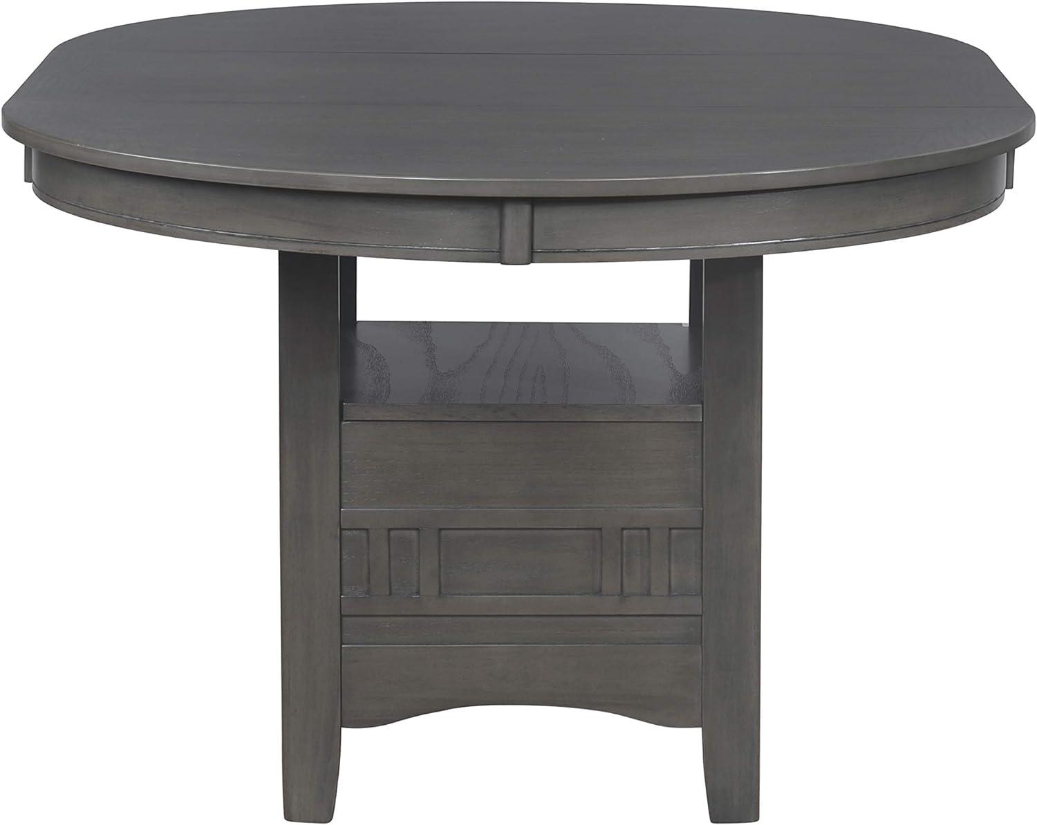 Transitional Medium Grey Extendable Oval Dining Table with Storage