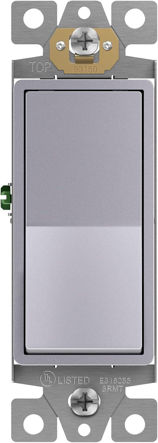 ENERLITES 3-Way Decorator Paddle Light Switch, Gloss Finish, Single Pole or Three Way, 3 Wire, Grounding Screw, Residential Grade, 15A 120V/277V, UL Listed, 93150-SV, Silver
