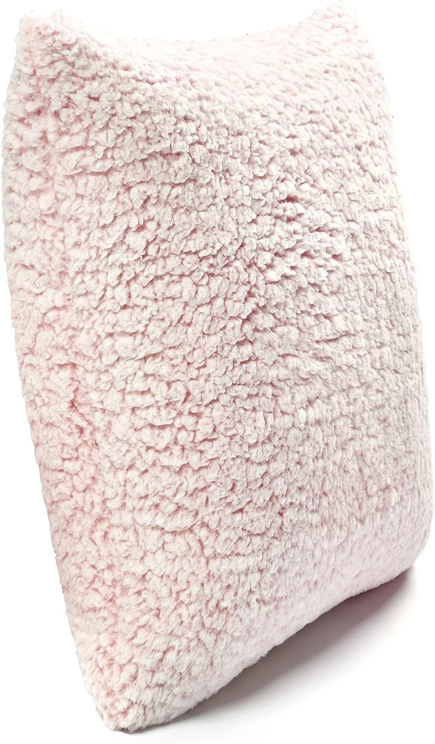 Lush Decor Cozy Soft Sherpa Reversible Decorative Pillow Cover - Blush - 20 L x 20 W In.