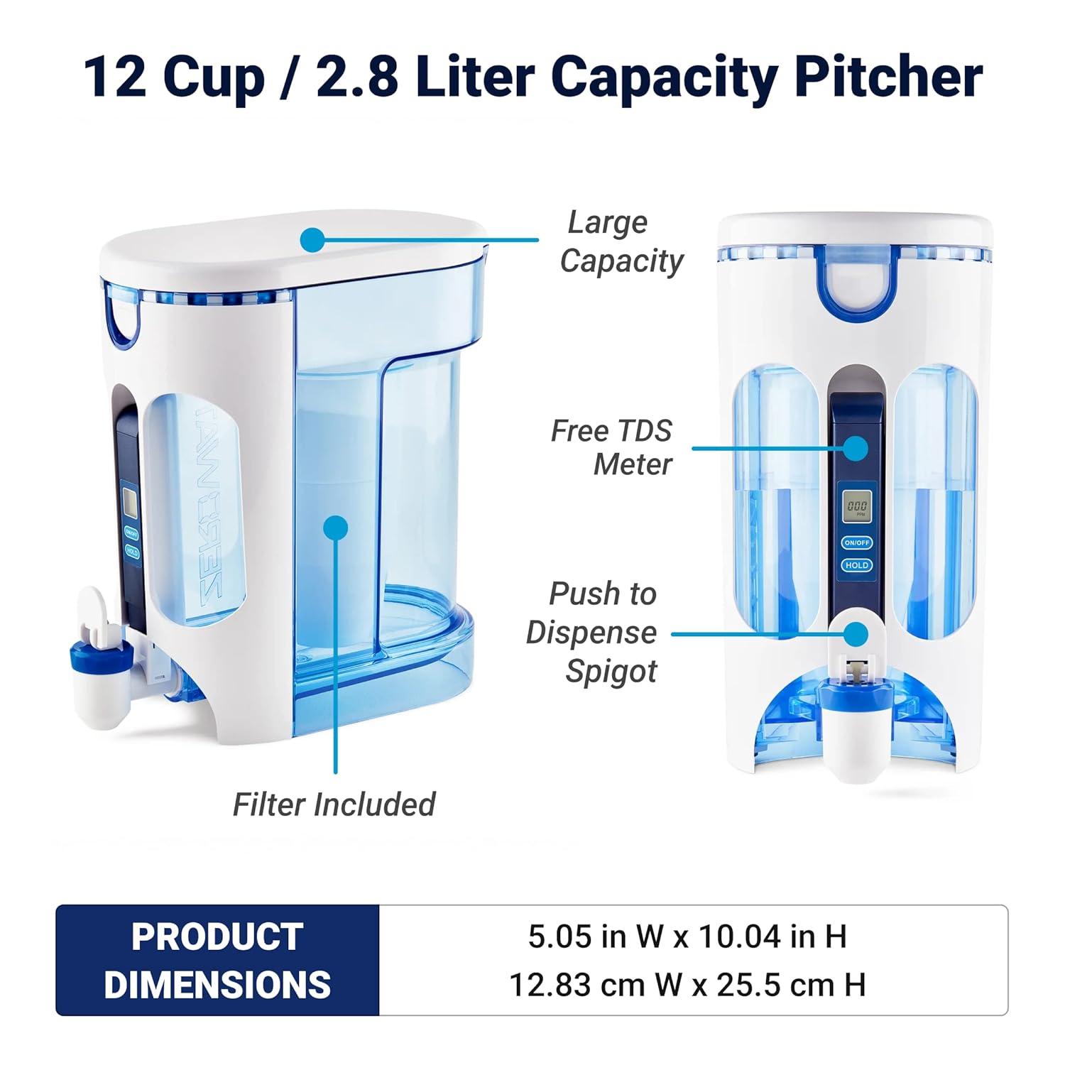 Zerowater, 12 Cup Ready-Read 5-Stage Filtration Pitcher, Model, ZP-012-RR-2