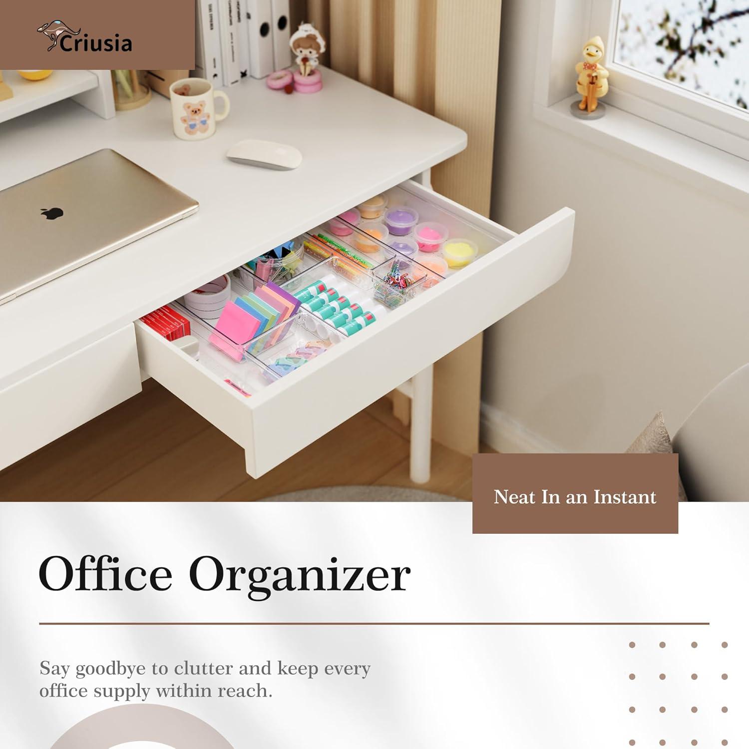 ihomecooker 3 Pack Clear Plastic Drawer Organizer Tray Cutlery Utensil Makeups Drawer Silverware Organizers 12" X 6"… (6P(6X6+6X9+6X15))