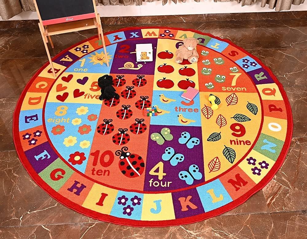 Furnish My Place 740 ABC With Numbers 6'6"x9'2" ABC Area Rug for Kids, Educational Alphabet Letter & Numbers, Anti-Skid Rubber Backing, Multicolor