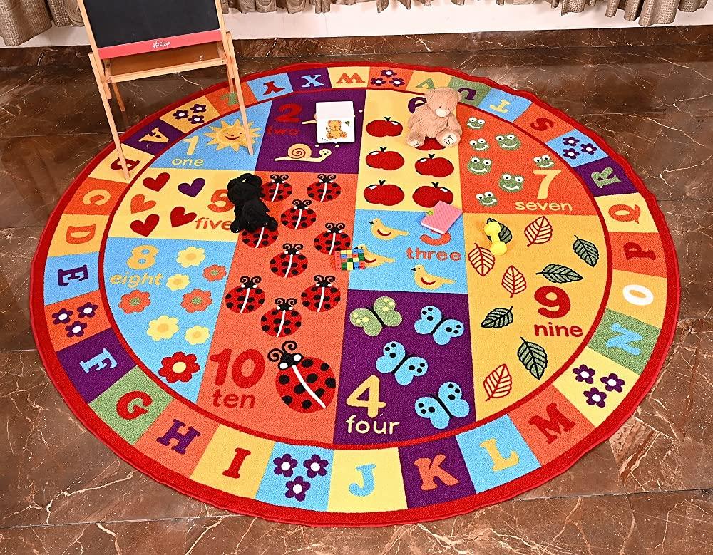 Furnish My Place 740 ABC With Numbers 6'6"x9'2" ABC Area Rug for Kids, Educational Alphabet Letter & Numbers, Anti-Skid Rubber Backing, Multicolor