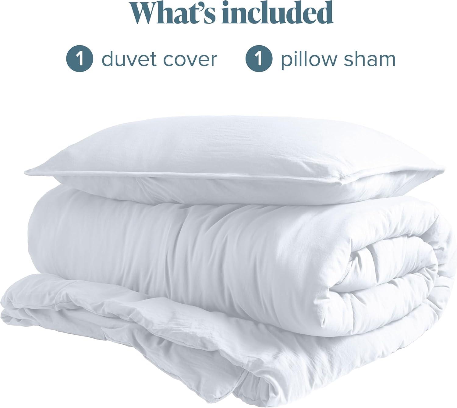 Bare Home  Premium Washed Microfiber Duvet Cover and Sham Set White Twin - Twin XL 2 Piece