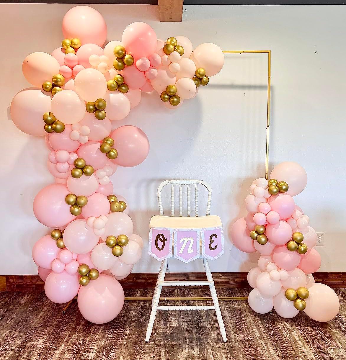 Wedding Arch Backdrop Stand, 6.6x6.6 FT Gold Wedding Arches for Ceremony Square Metal Balloon Arch Stand Garden Arbor Frame for Wedding Birthday Party Baby Shower Photo Booth Background Decoration