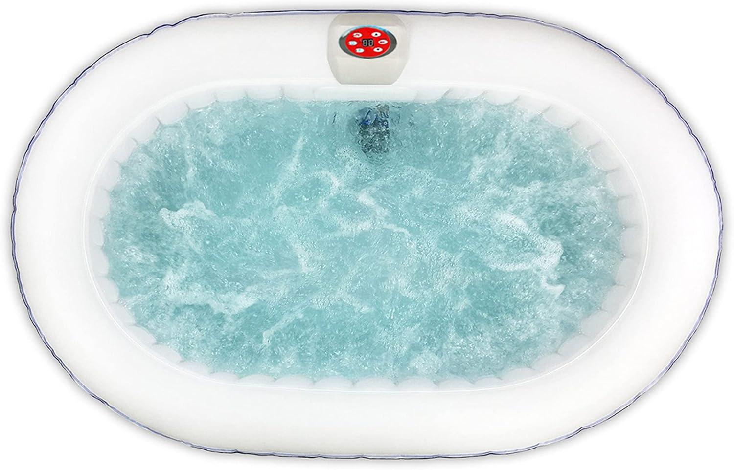 Aleko Blue Oval 2-Person Inflatable Hot Tub with Drink Tray