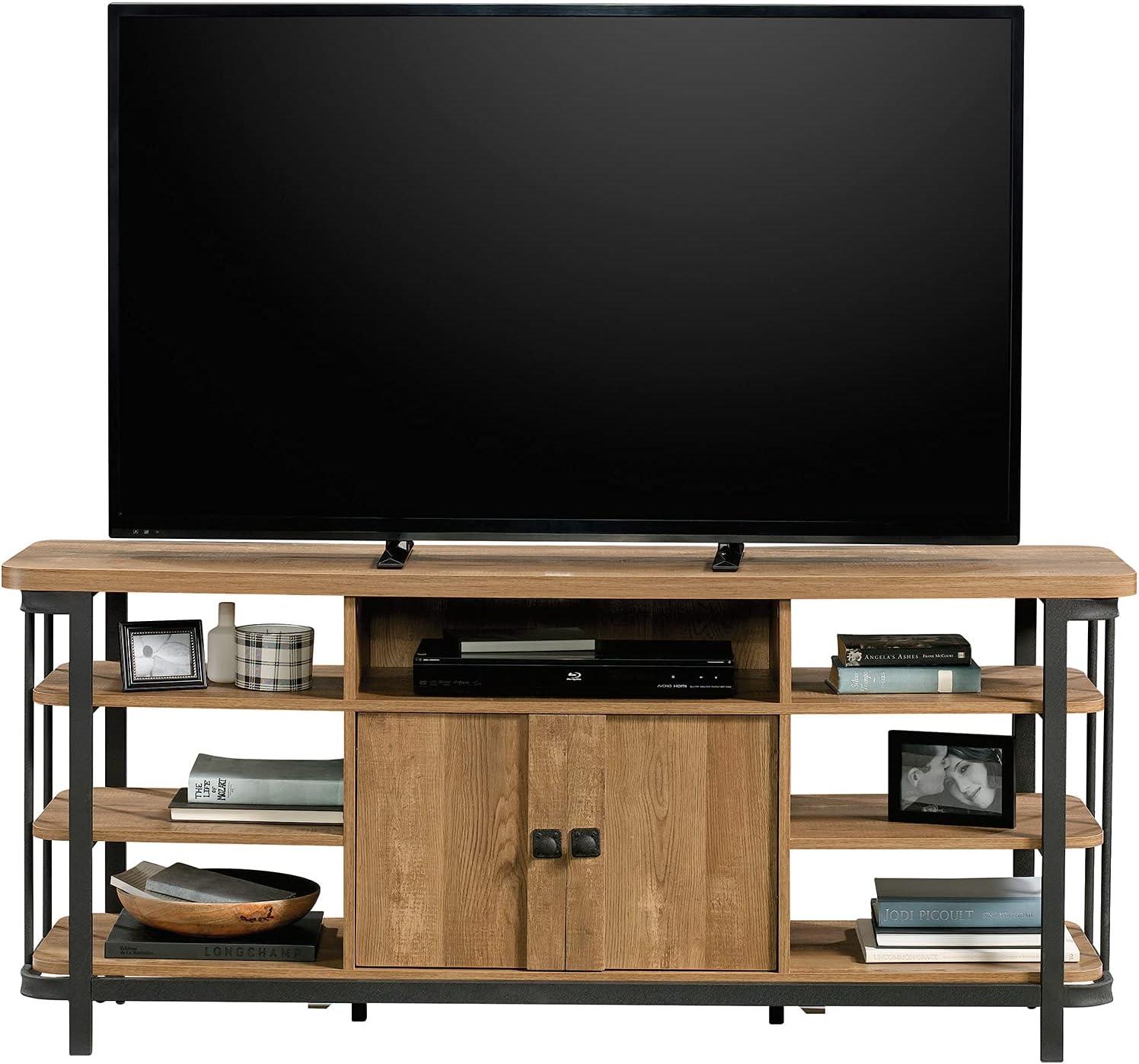 Sauder Station House TV Stand with Storage for TVs Up to 65", Etched Oak Finish