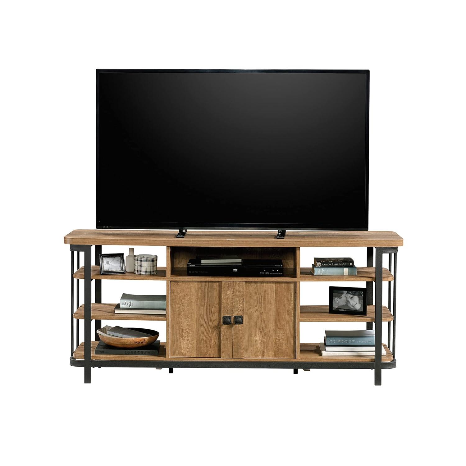 Sauder Station House TV Stand with Storage for TVs Up to 65", Etched Oak Finish