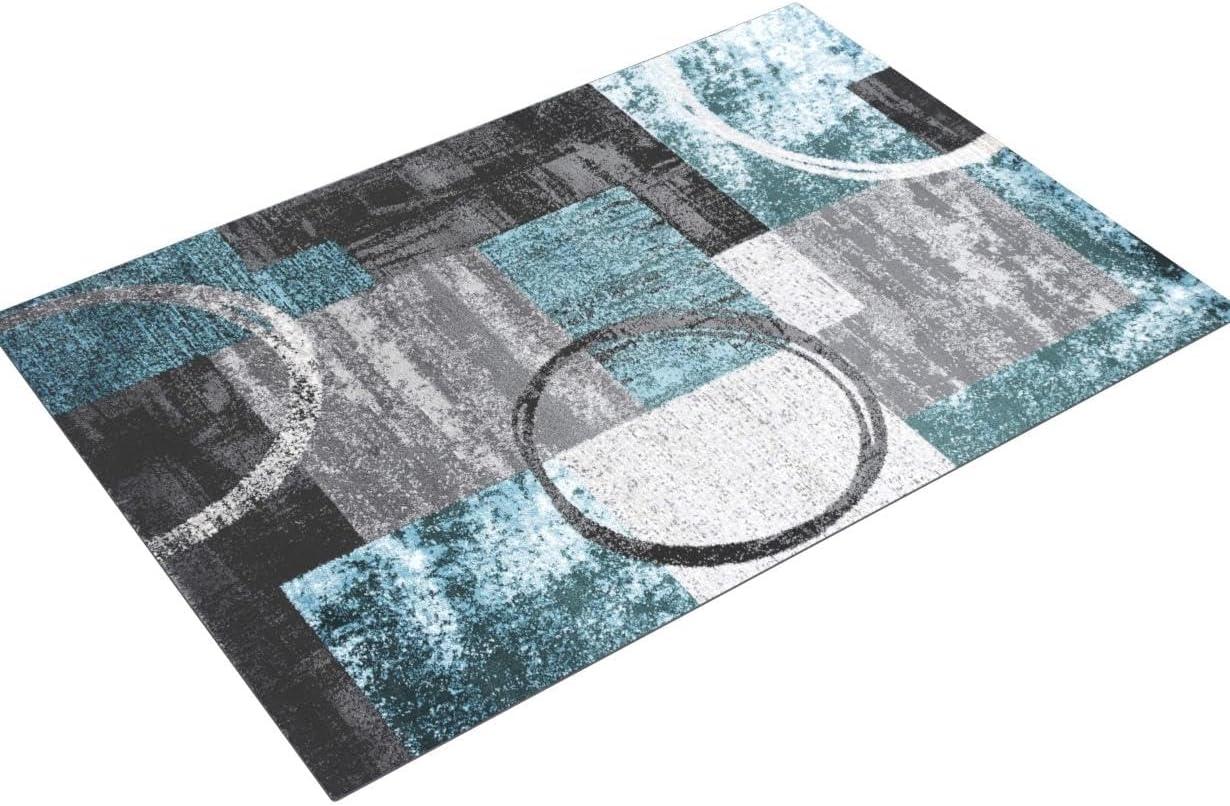 World Rug Gallery Abstract Circle Gray 6'6"x9' Area Rug