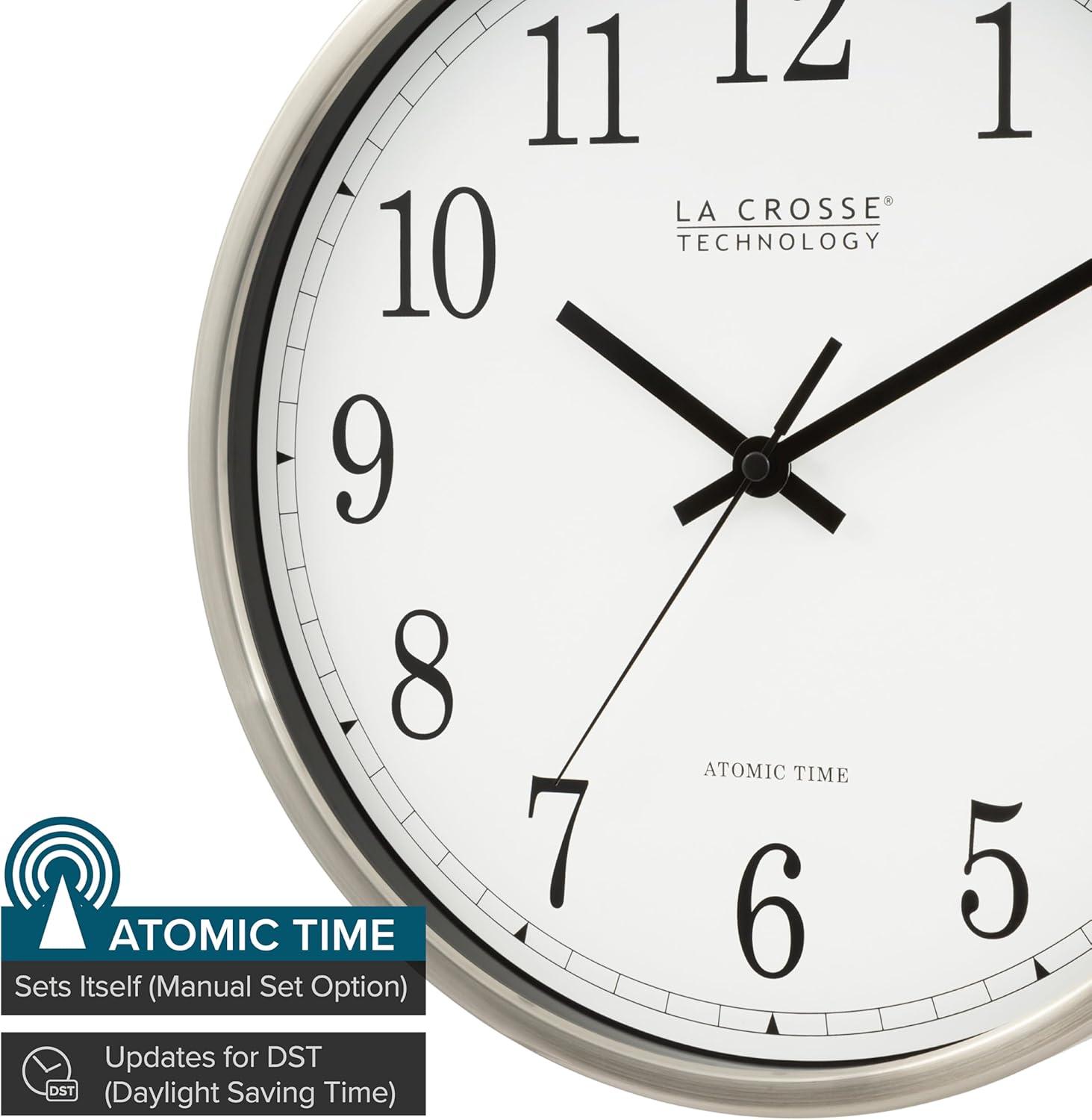 La Crosse Technology Wt-3126b 12" Stainless Steel Atomic Wall Clock