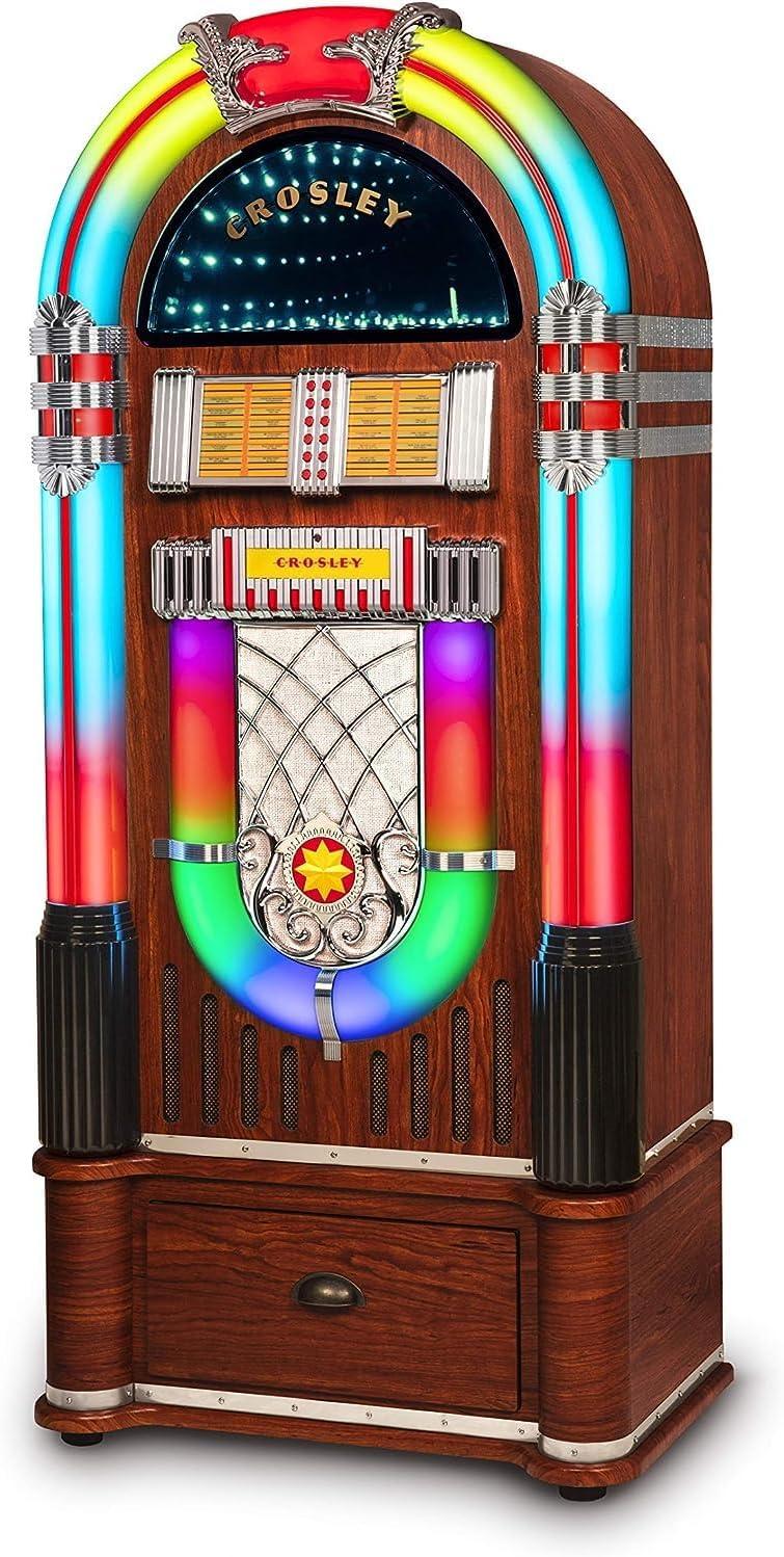 Walnut Bluetooth Jukebox with AM/FM Radio and CD Player