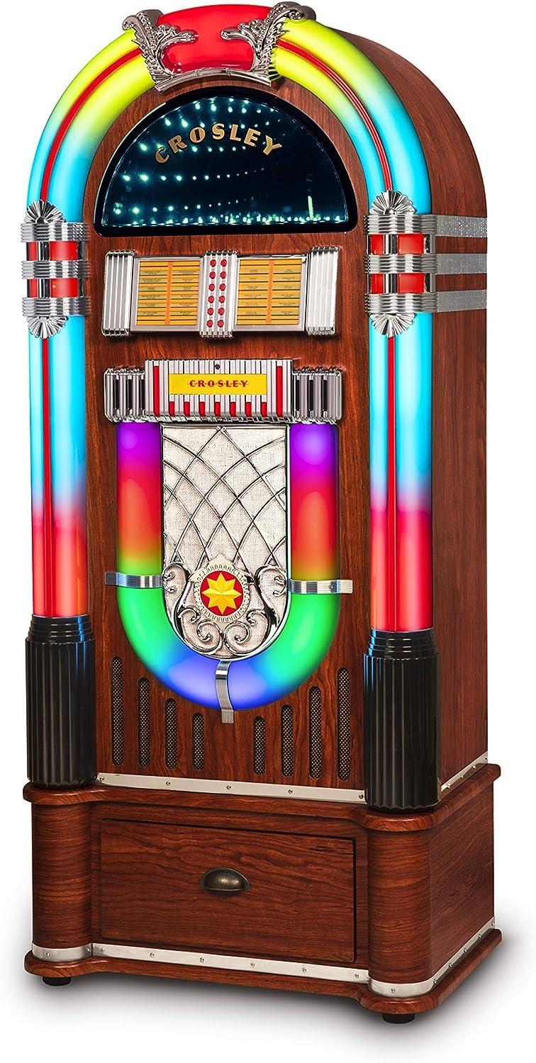 Walnut Bluetooth Jukebox with AM/FM Radio and CD Player