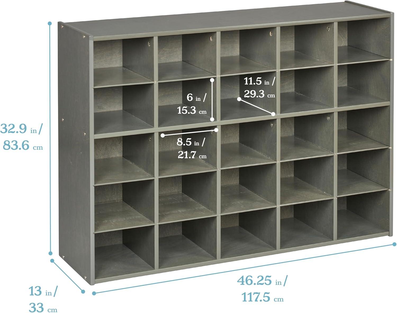 Grey Wash 25-Cubby Kids Storage Cabinet with Birch Plywood