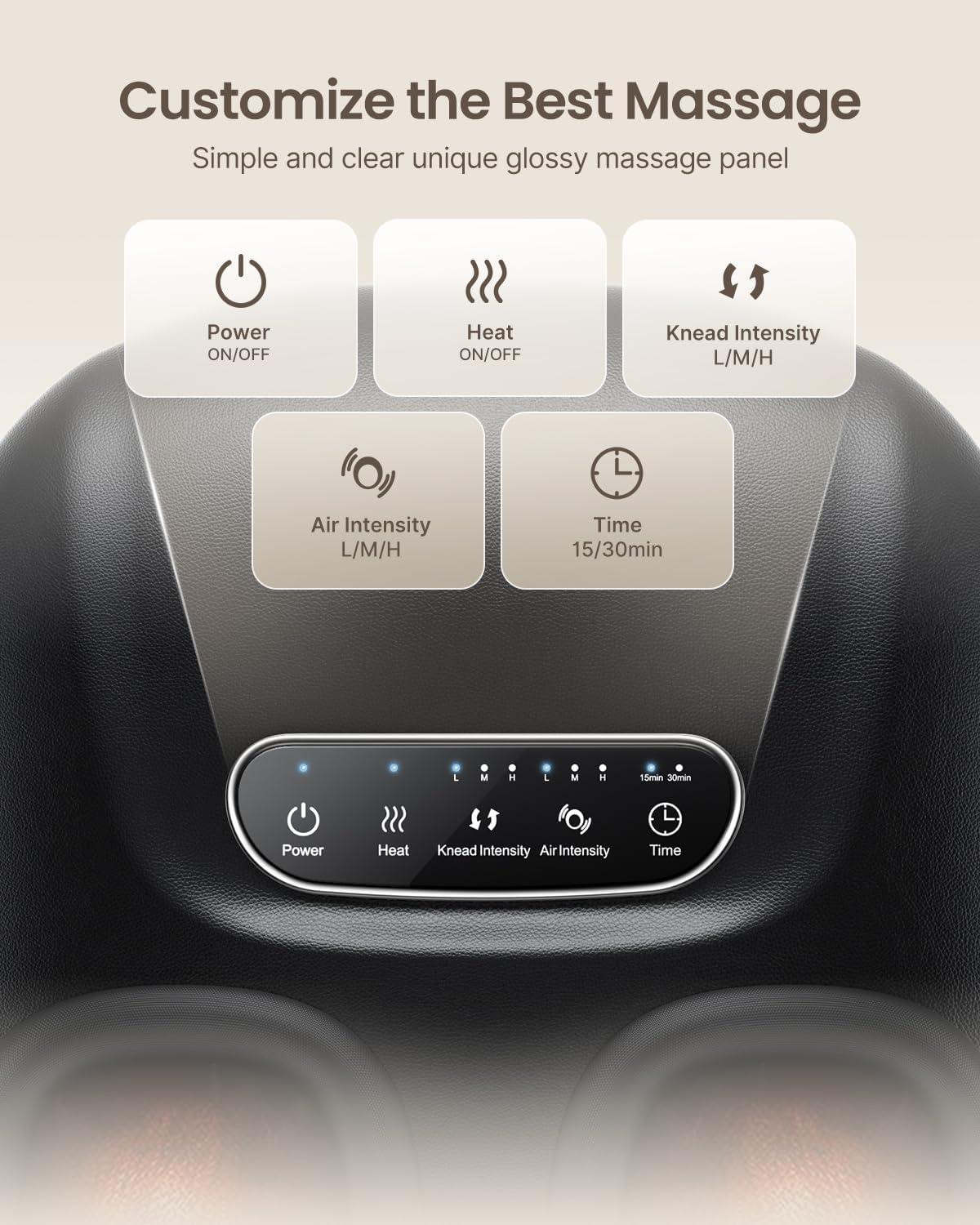 Renpho Shiatsu Foot Massager with Heat for Tired Foot Blood Circulation up to size 11, Black,Fathers Day & Birthday Gifts for Mom Dad Men