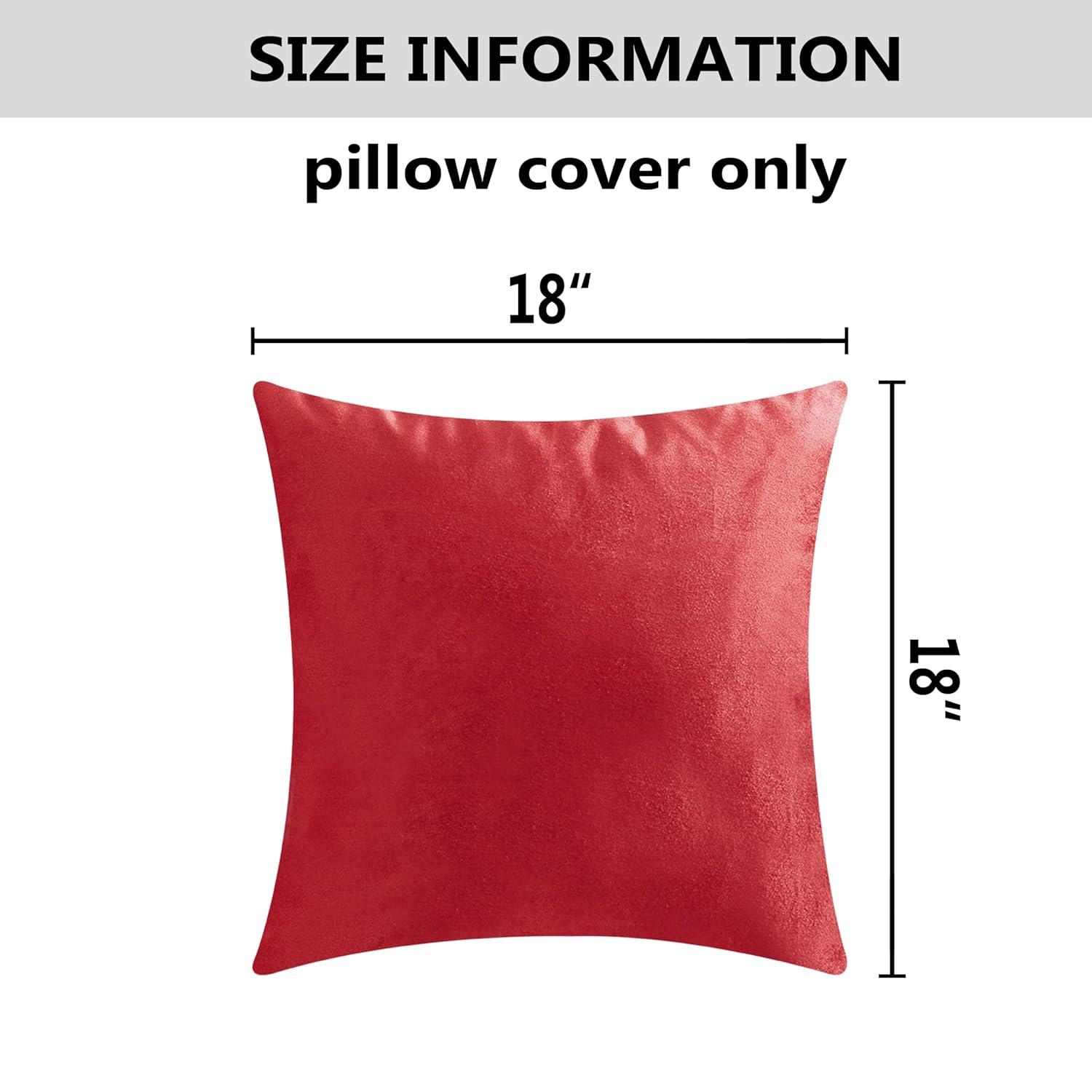 Porch & Den  Cosner Microfiber Velvet Throw Pillow Covers (Set of 2) Cherry red 18" x 18"