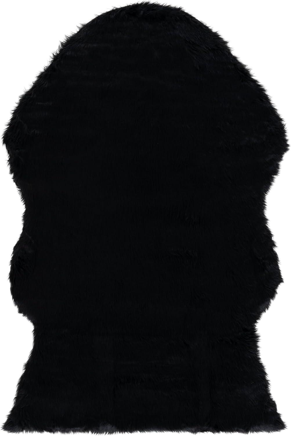 SAFAVIEH Faux Sheep Skin Jadyn Animal Area Rug, Black, 4' x 6'