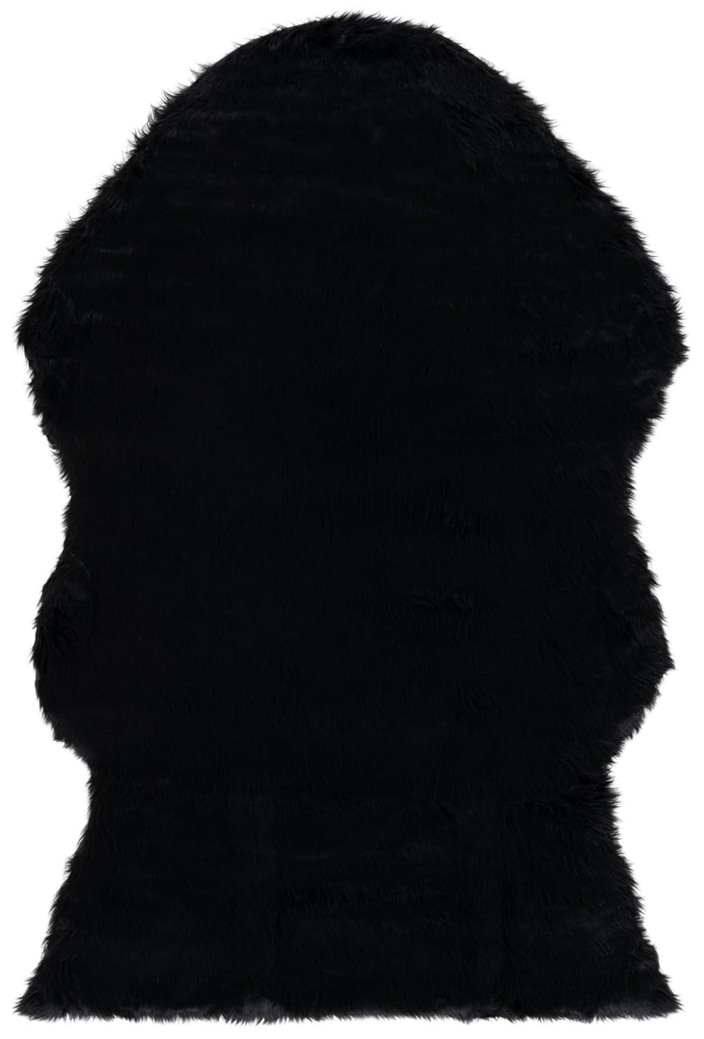 SAFAVIEH Faux Sheep Skin Jadyn Animal Area Rug, Black, 4' x 6'