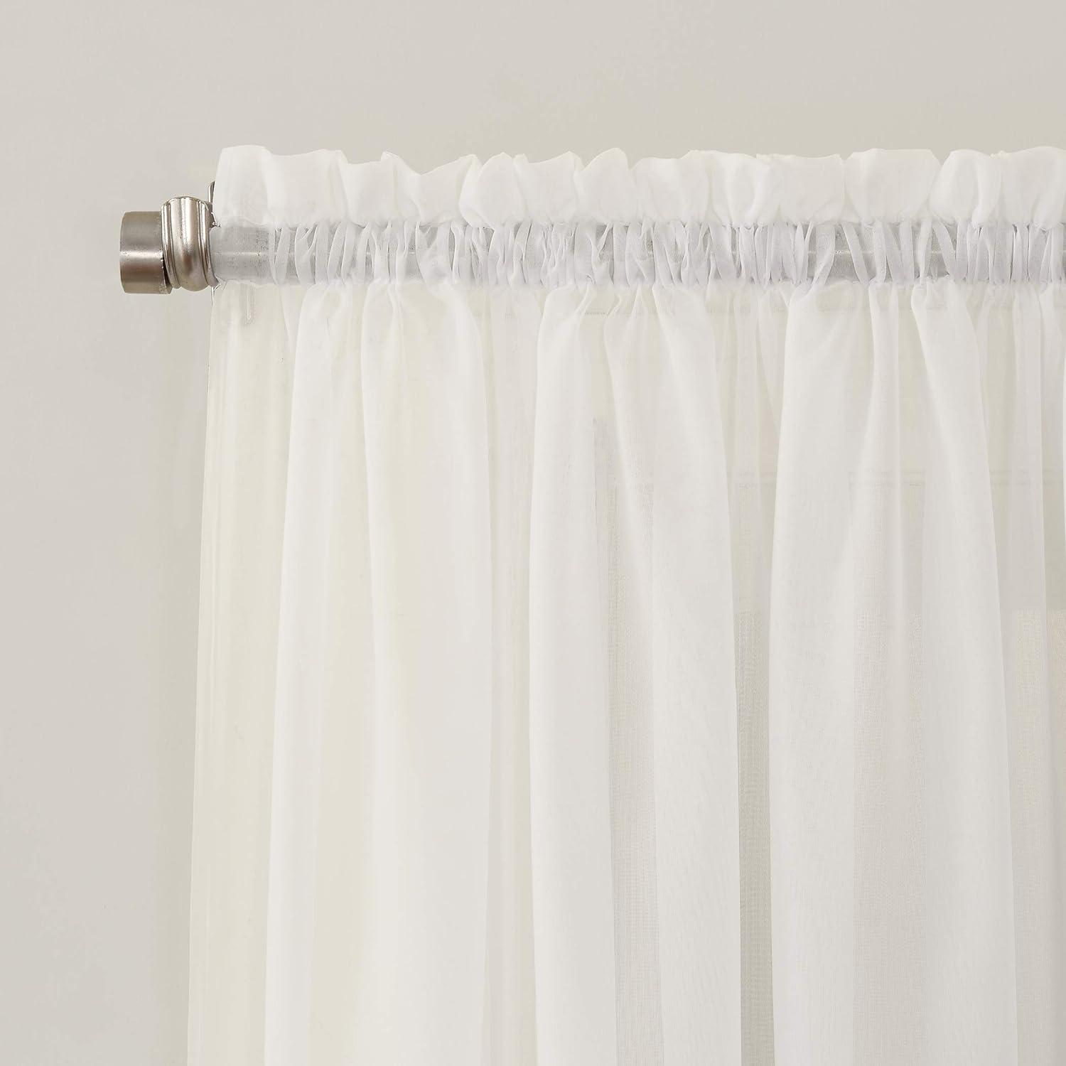 Eggshell Sheer Voile Rod Pocket Curtain Panel, 59" x 84"