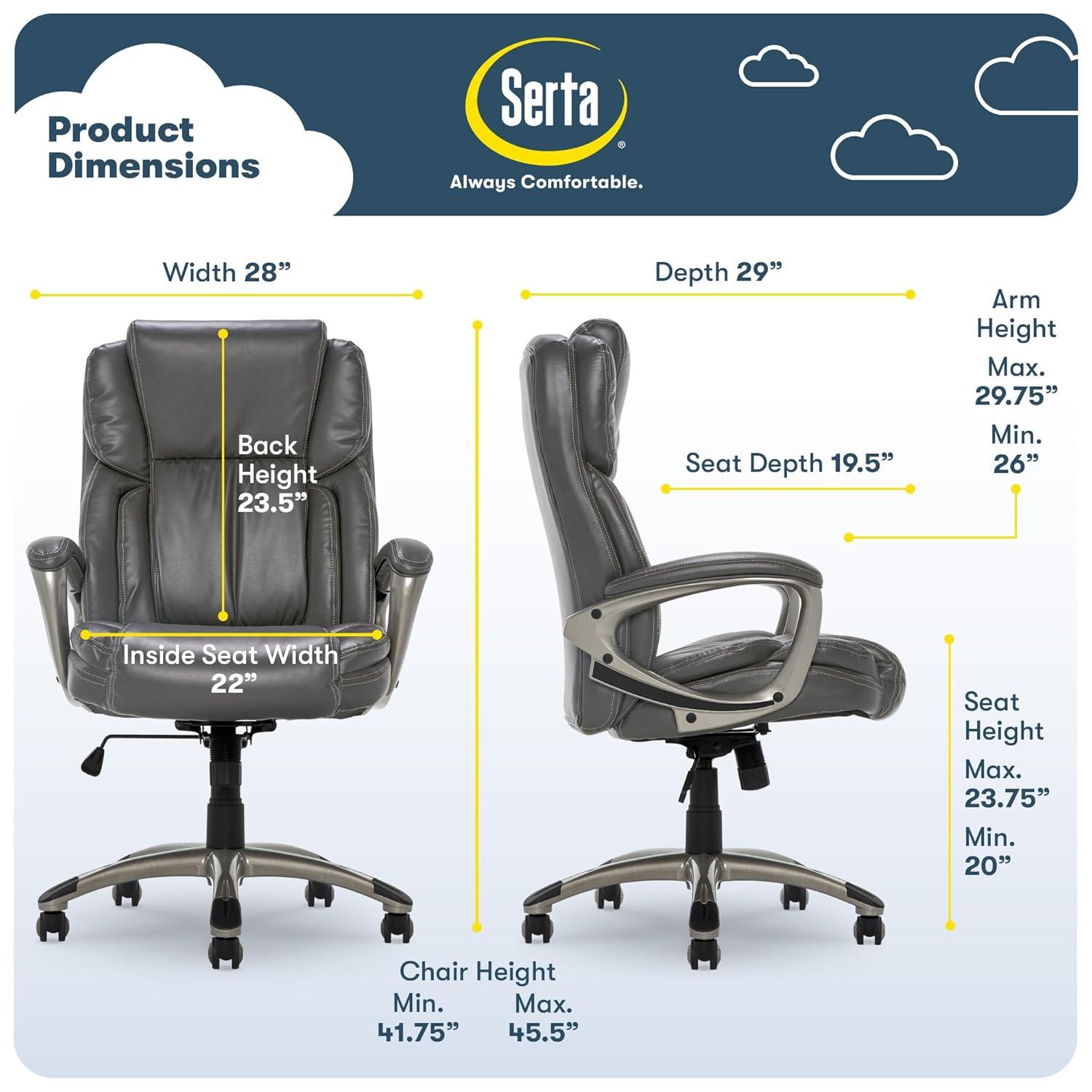 Works Executive Office Chair Harvard Gray - Serta