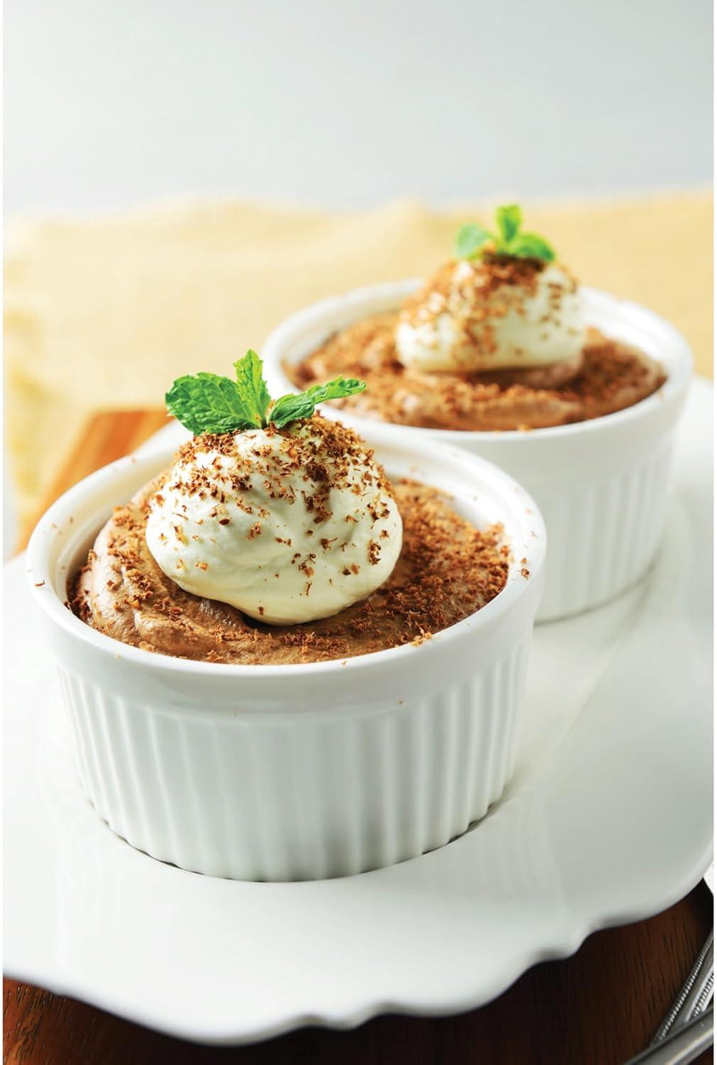 HAOTOP Mini Ramekins 1 oz 30 ml Porcelain Souffle Dish, Small Dipping Sauce, Dessert Cups Set, Oven Safe, Set of 6